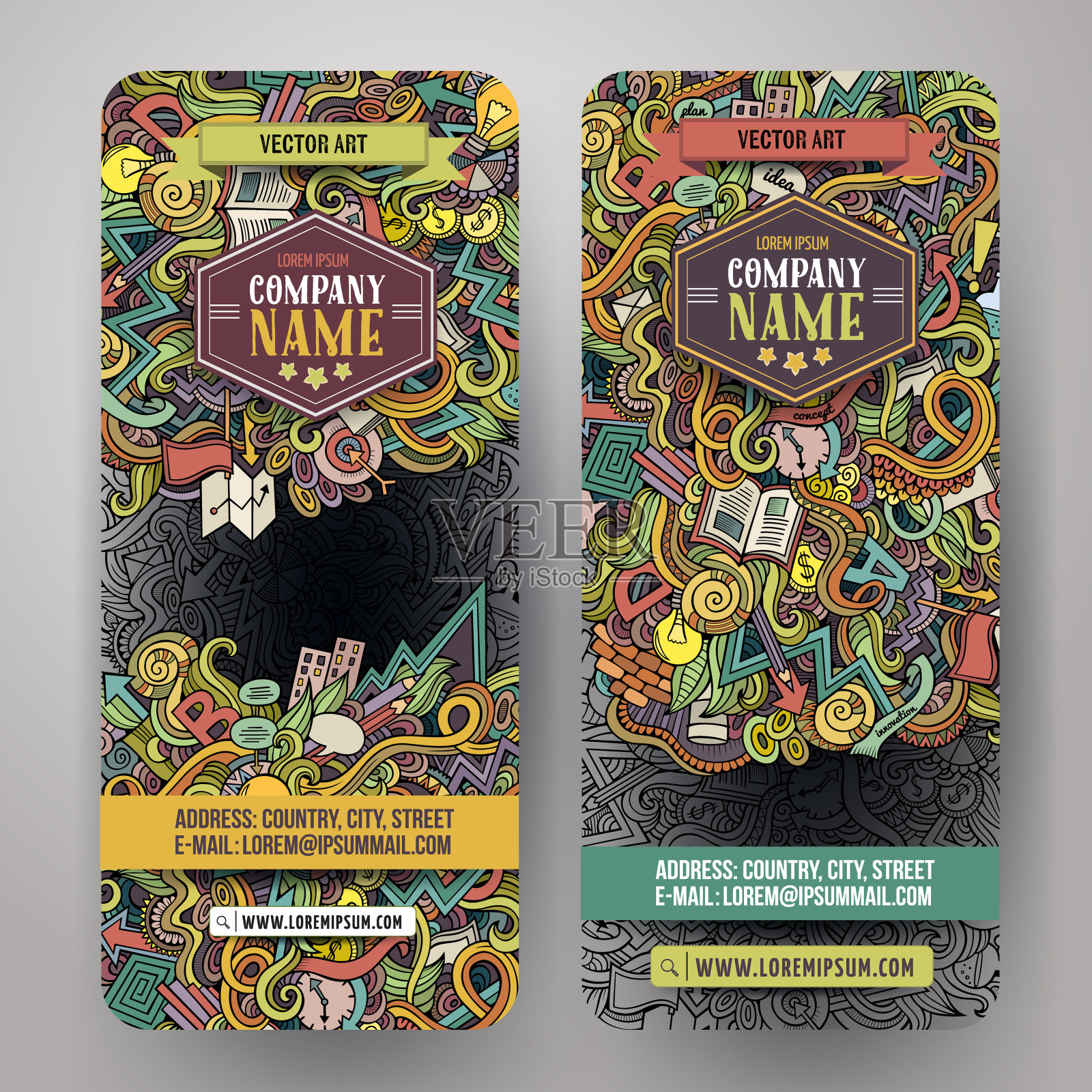 卡通手绘涂鸦创意横幅设计模板素材