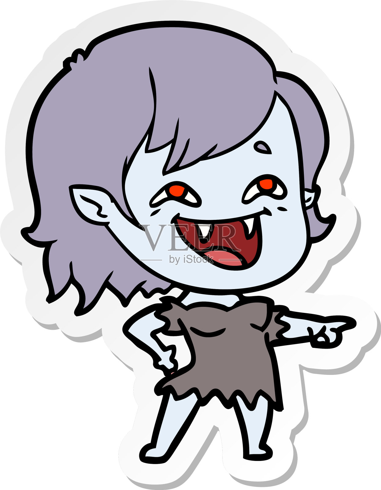 卡通吸血鬼女孩笑的贴纸设计元素图片