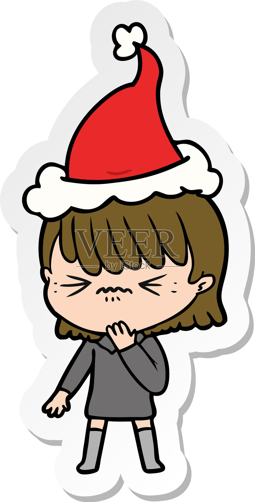 一个后悔错误的女孩的贴纸漫画设计元素图片