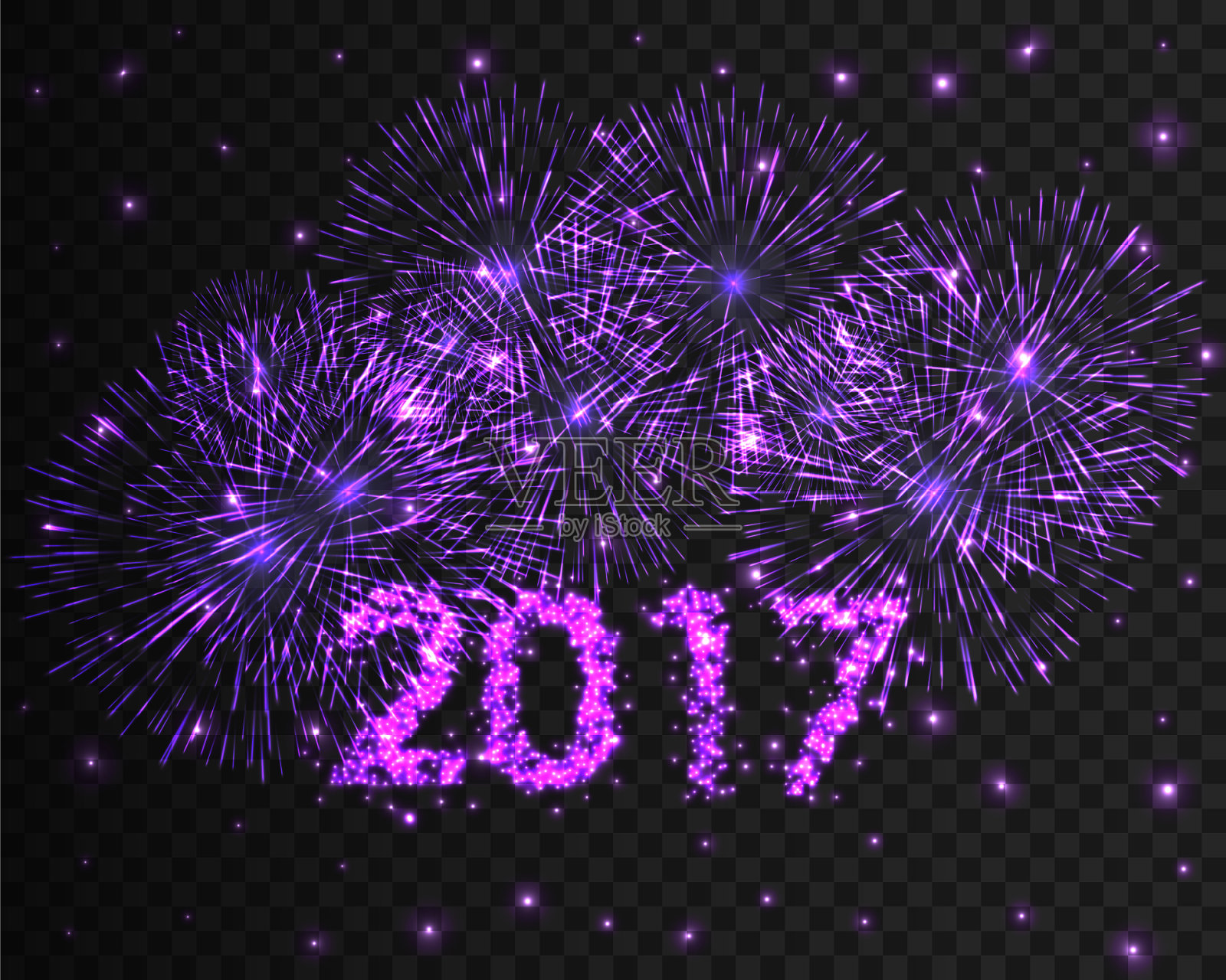 2017年新年焰火背景祝福插画图片素材