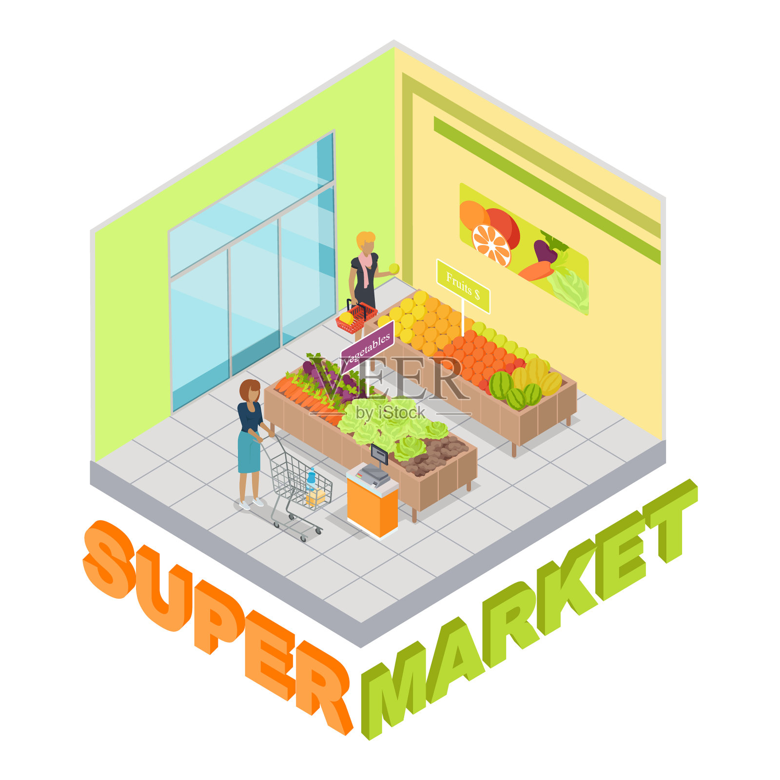 超市水果蔬菜部设计元素图片