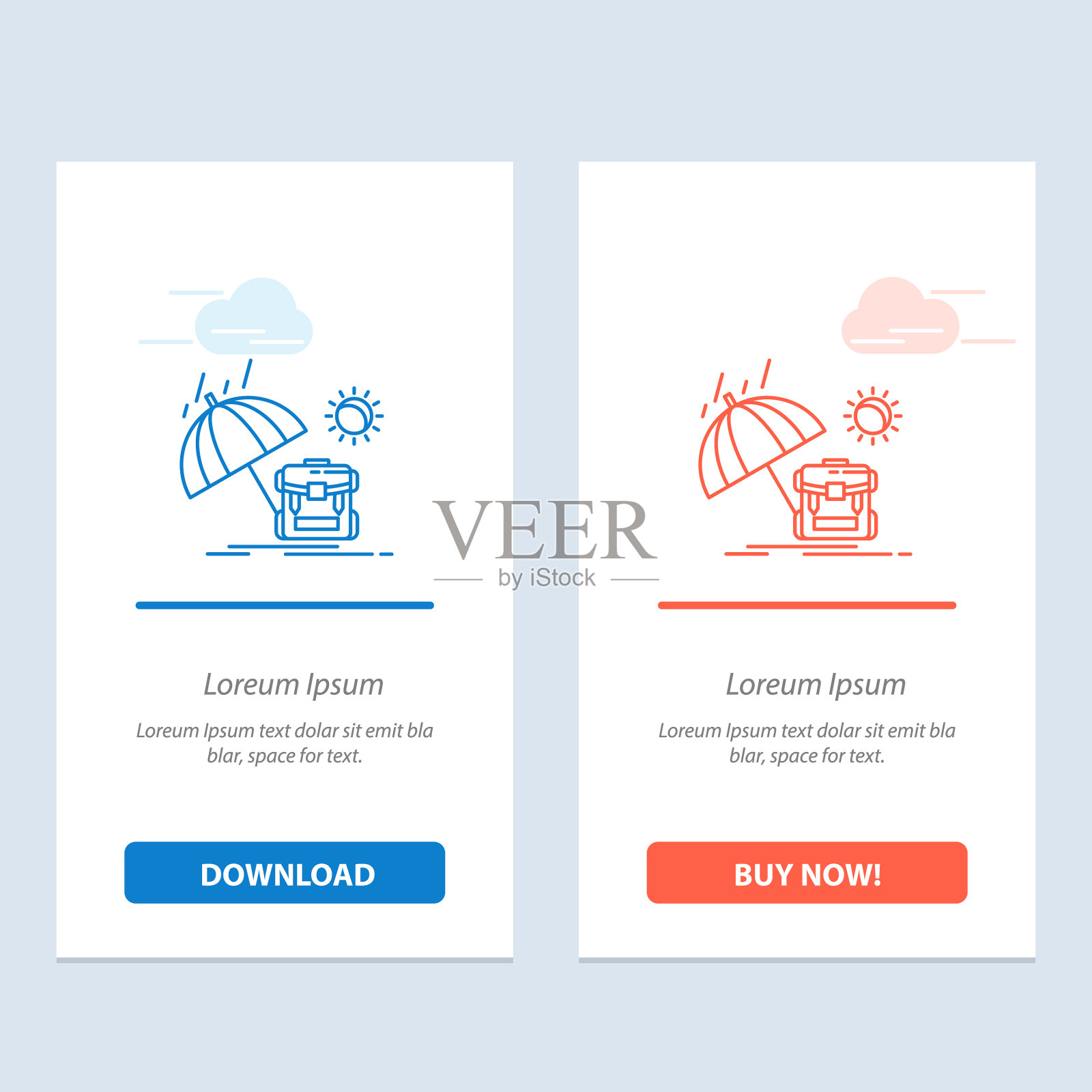 夏天背包阳光季节蓝色和红色下载插画图片素材