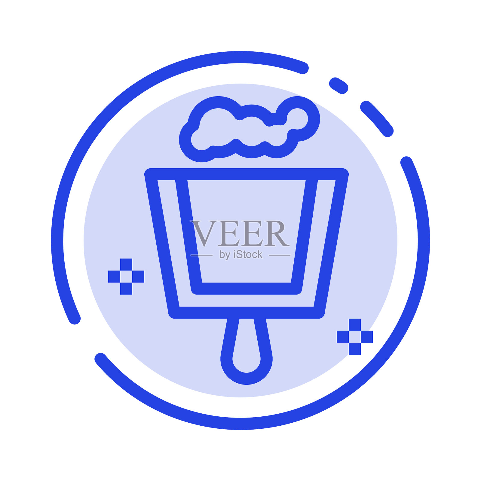 扫帚簸箕扫蓝虚线线图标图标素材