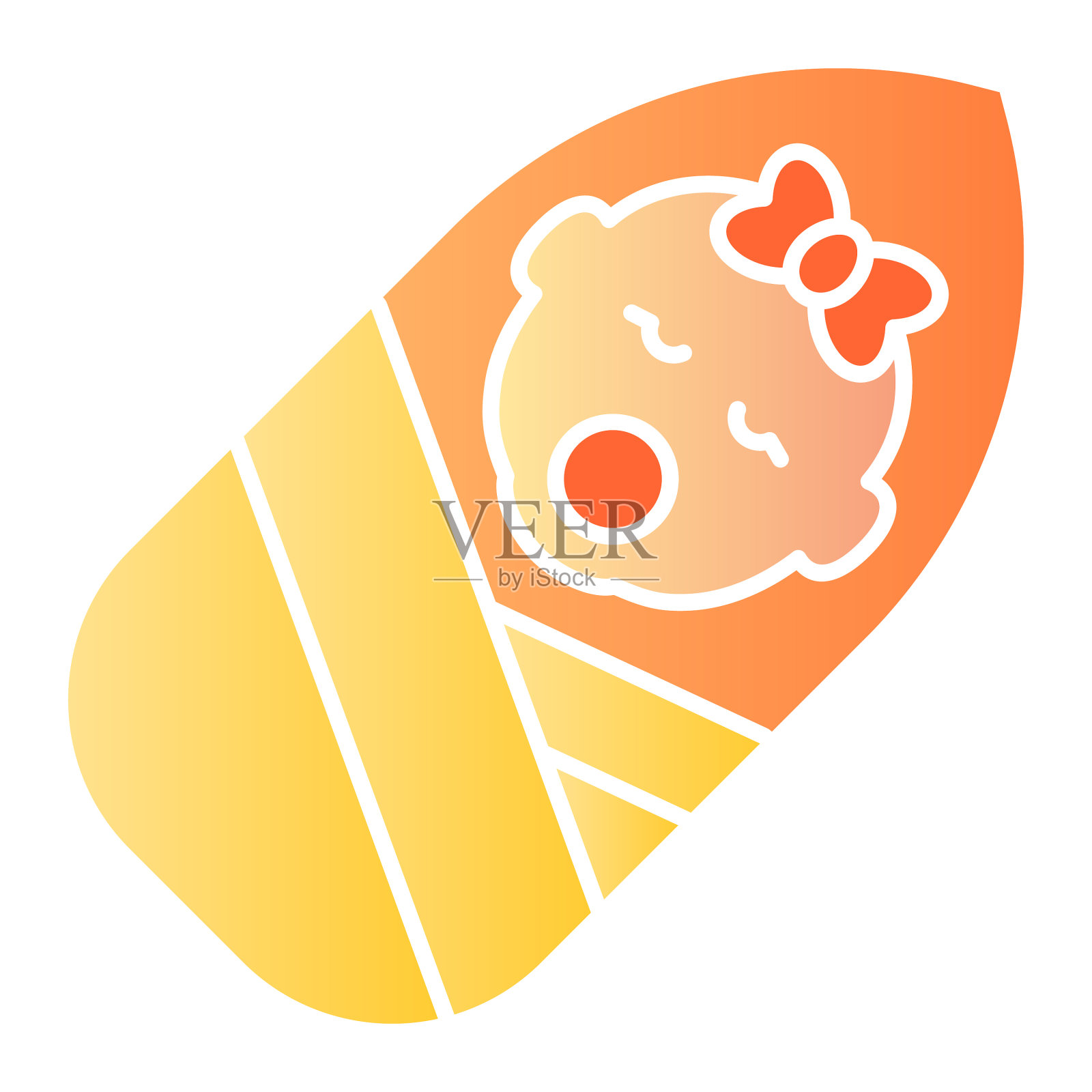 新生儿扁平图标襁褓女婴颜色图标插画图片素材