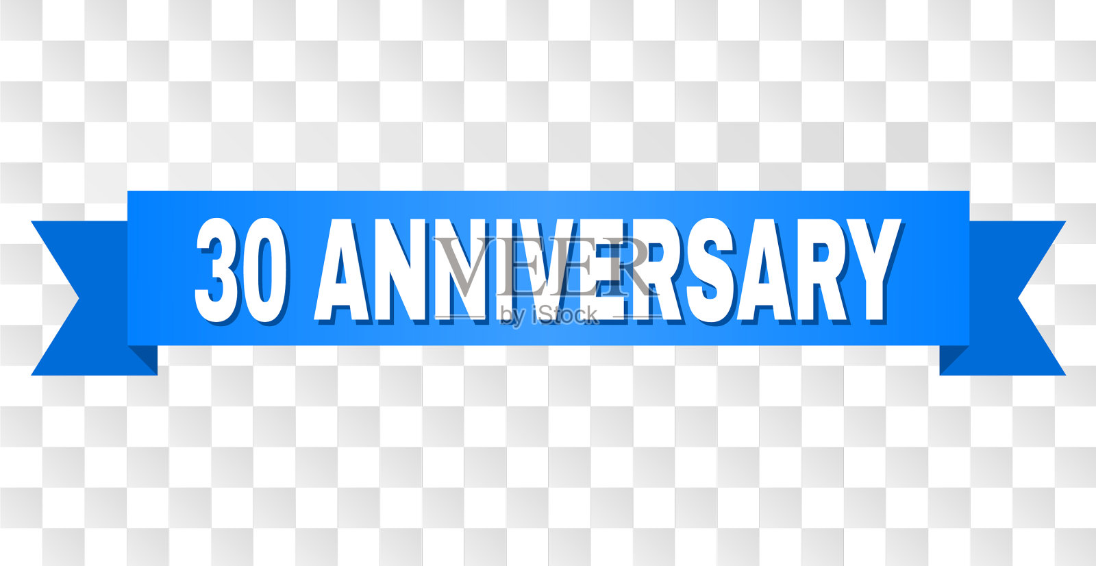 有30周年纪念标题的蓝色带子插画图片素材