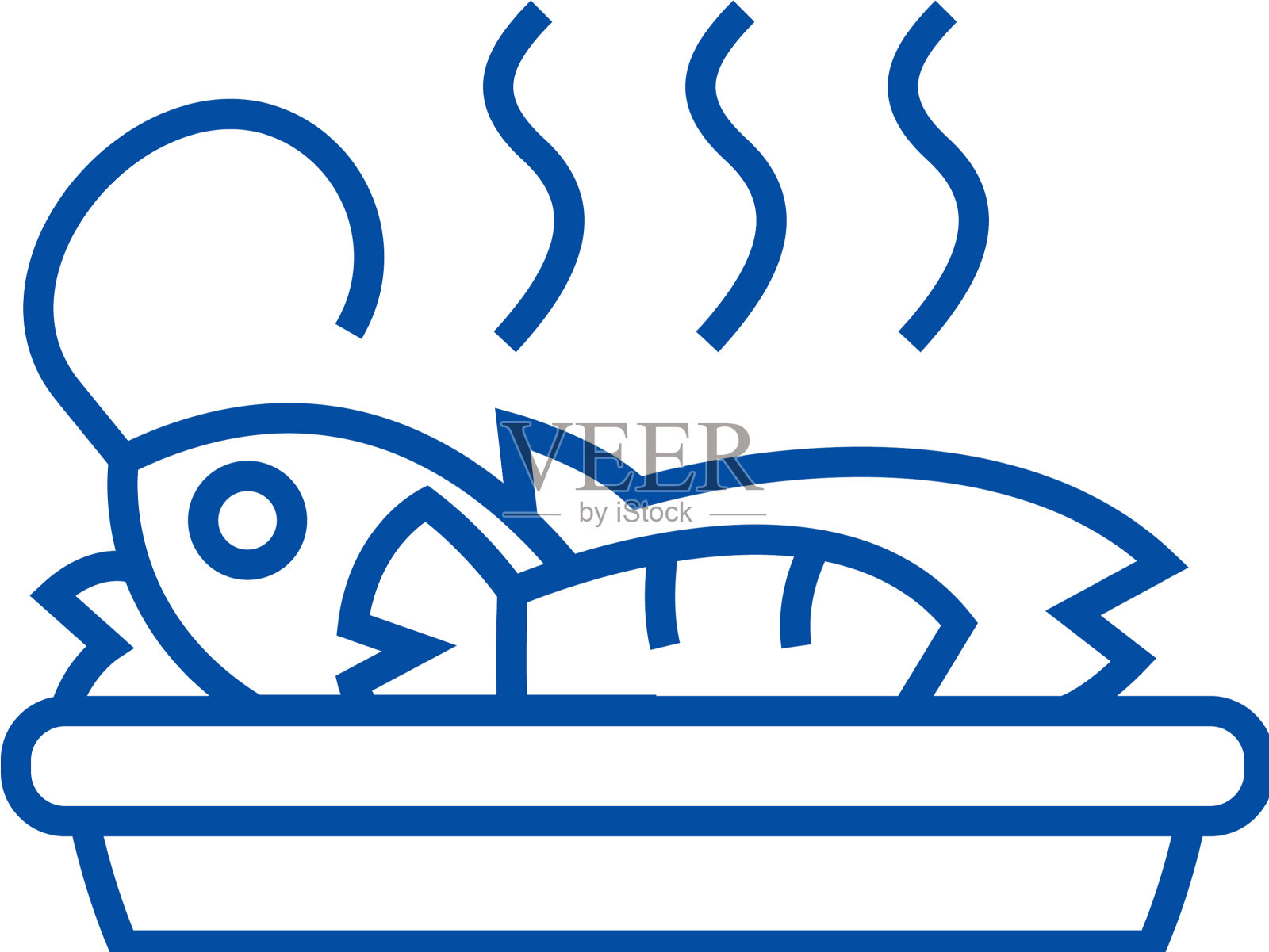 炸鱼午餐线图标概念炸鱼设计元素图片