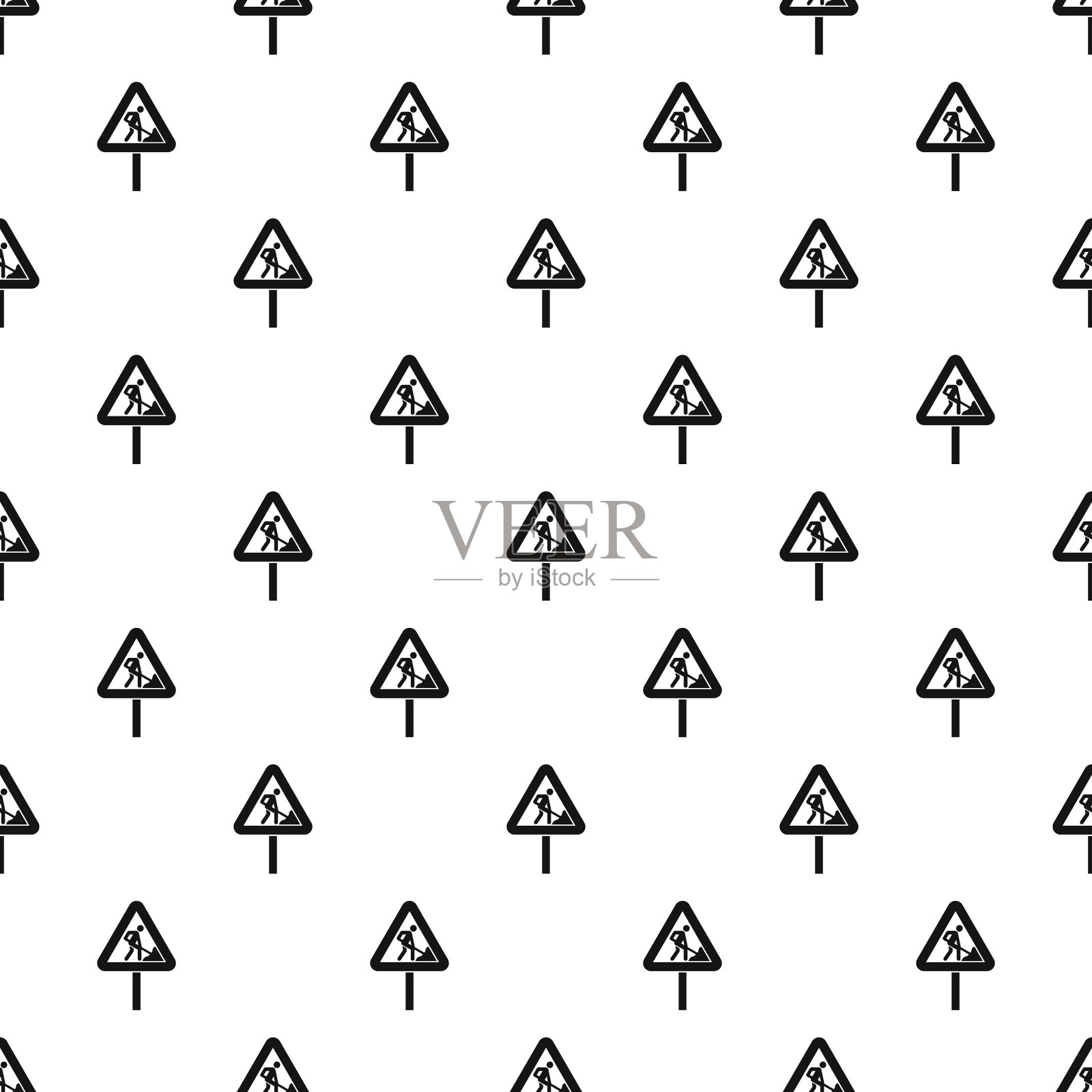 道路工程标志图案插画图片素材