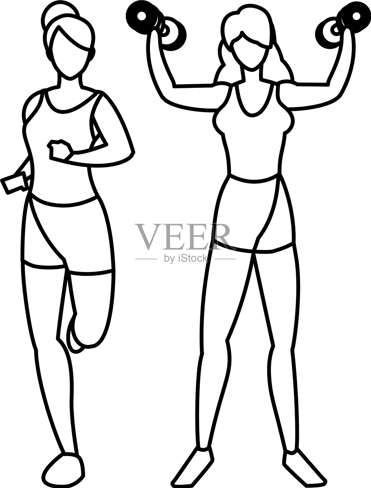 运动女子跑步和举重设计元素图片