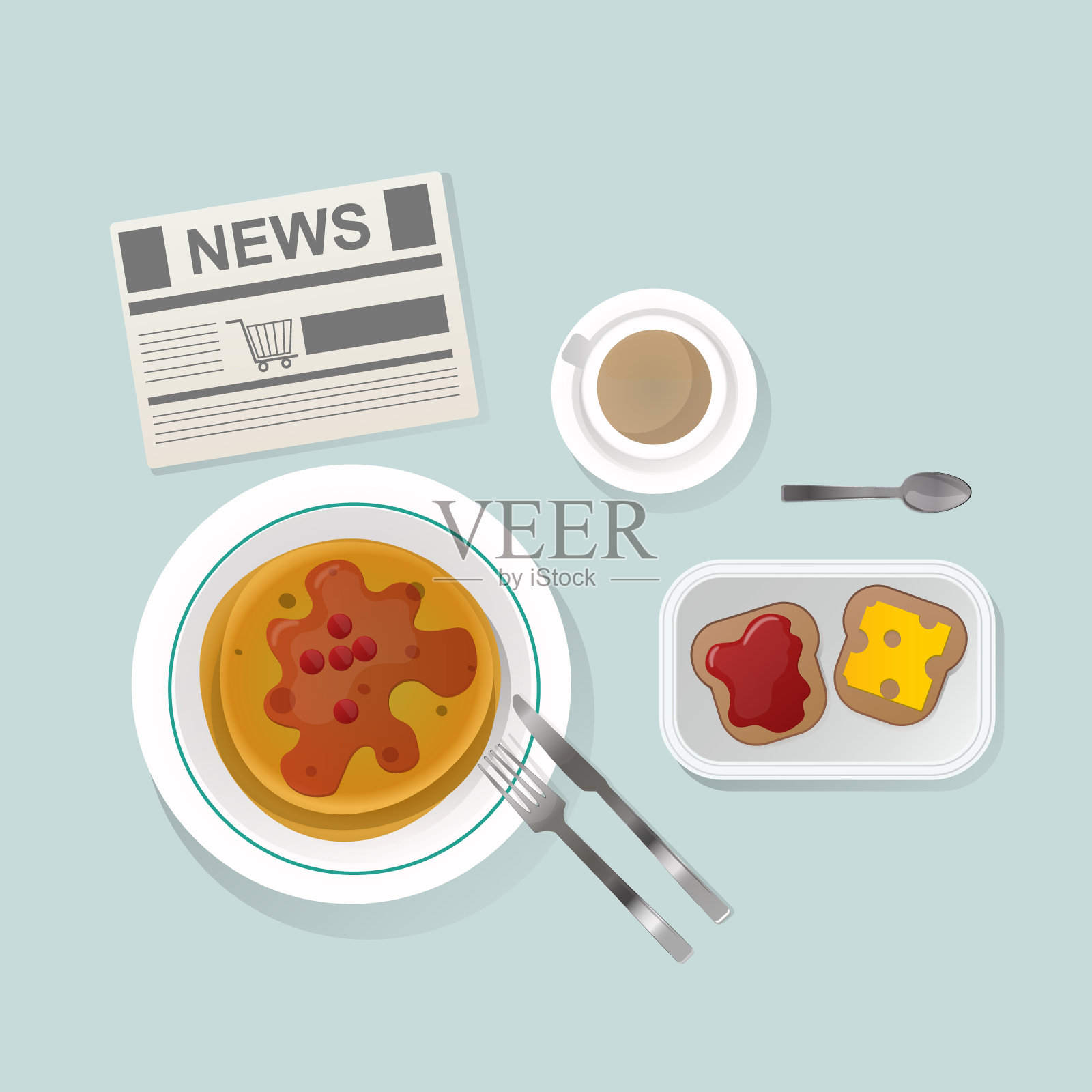 小麦粉粥早餐俯视图插画图片素材