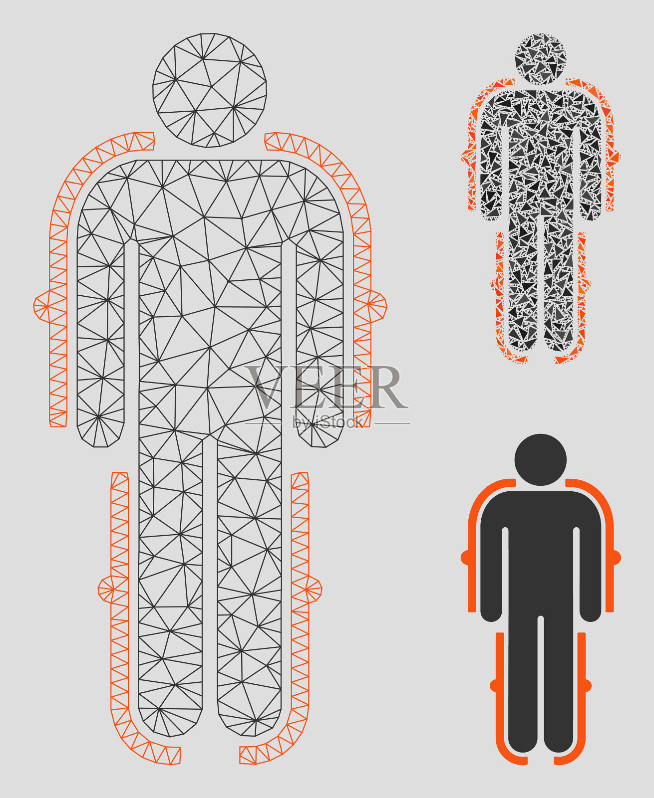 外骨骼网线框架模型和插画图片素材
