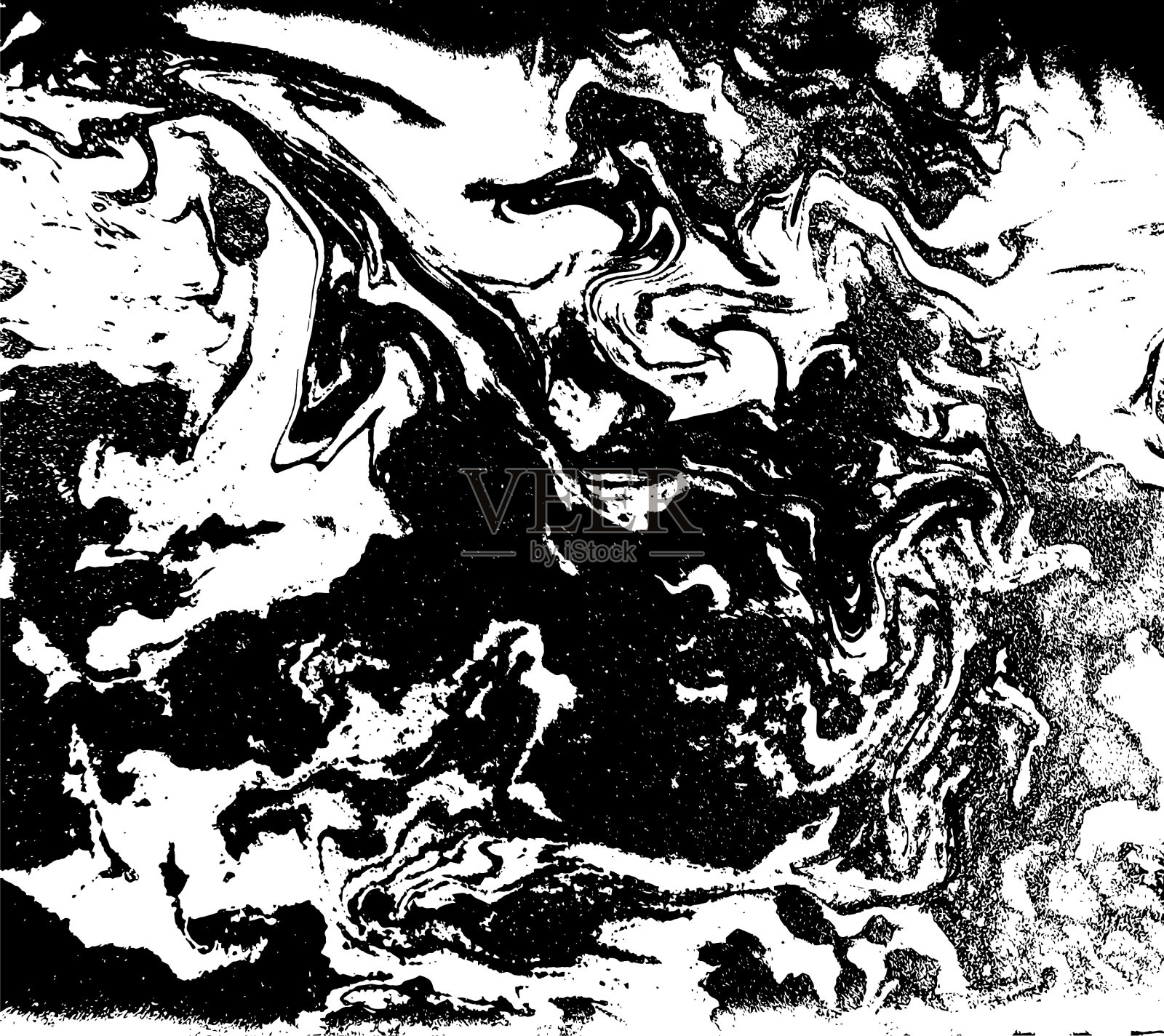 黑白液体质感水彩手插画图片素材