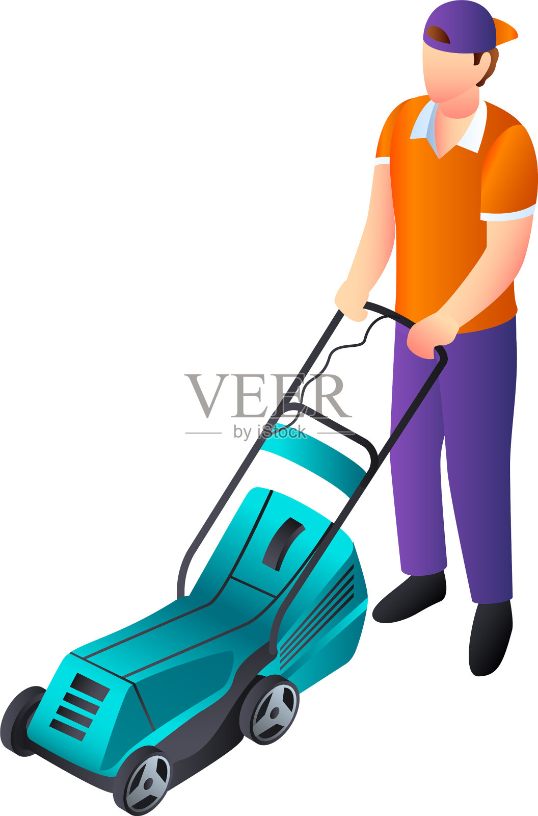 割草机图标等距风格设计元素图片