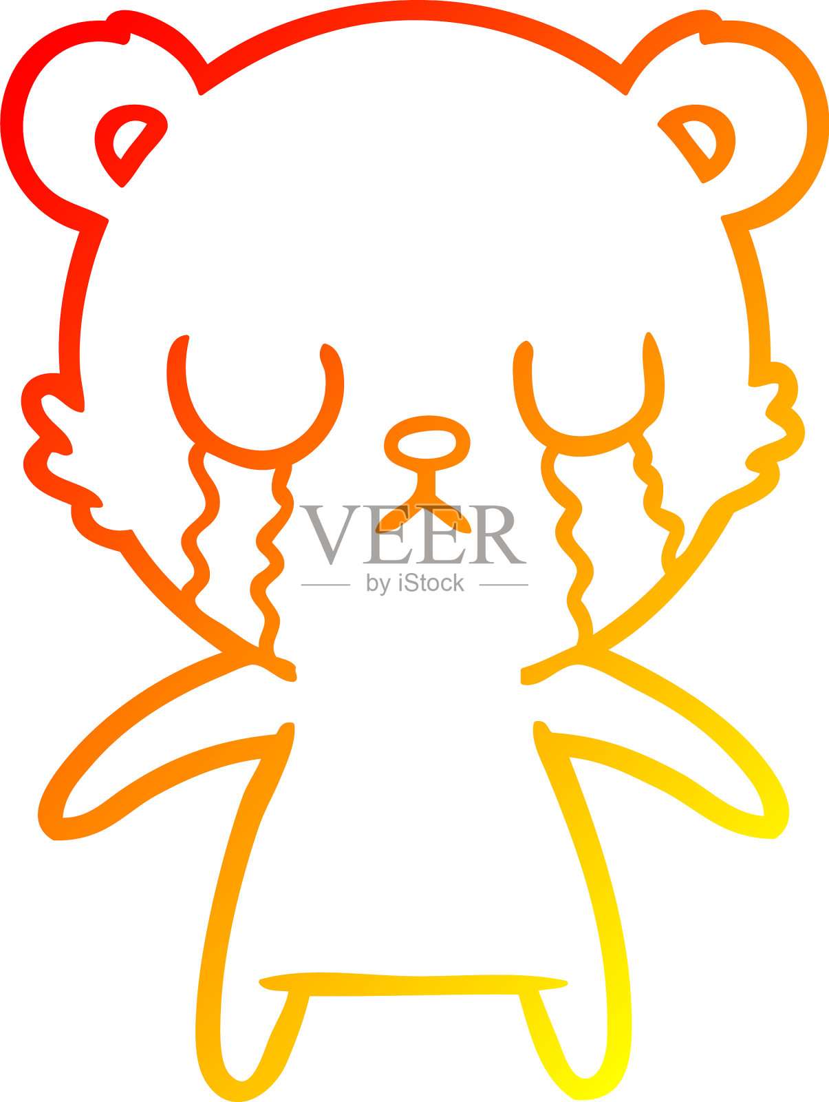 温暖的梯度线画哭卡通熊设计元素图片