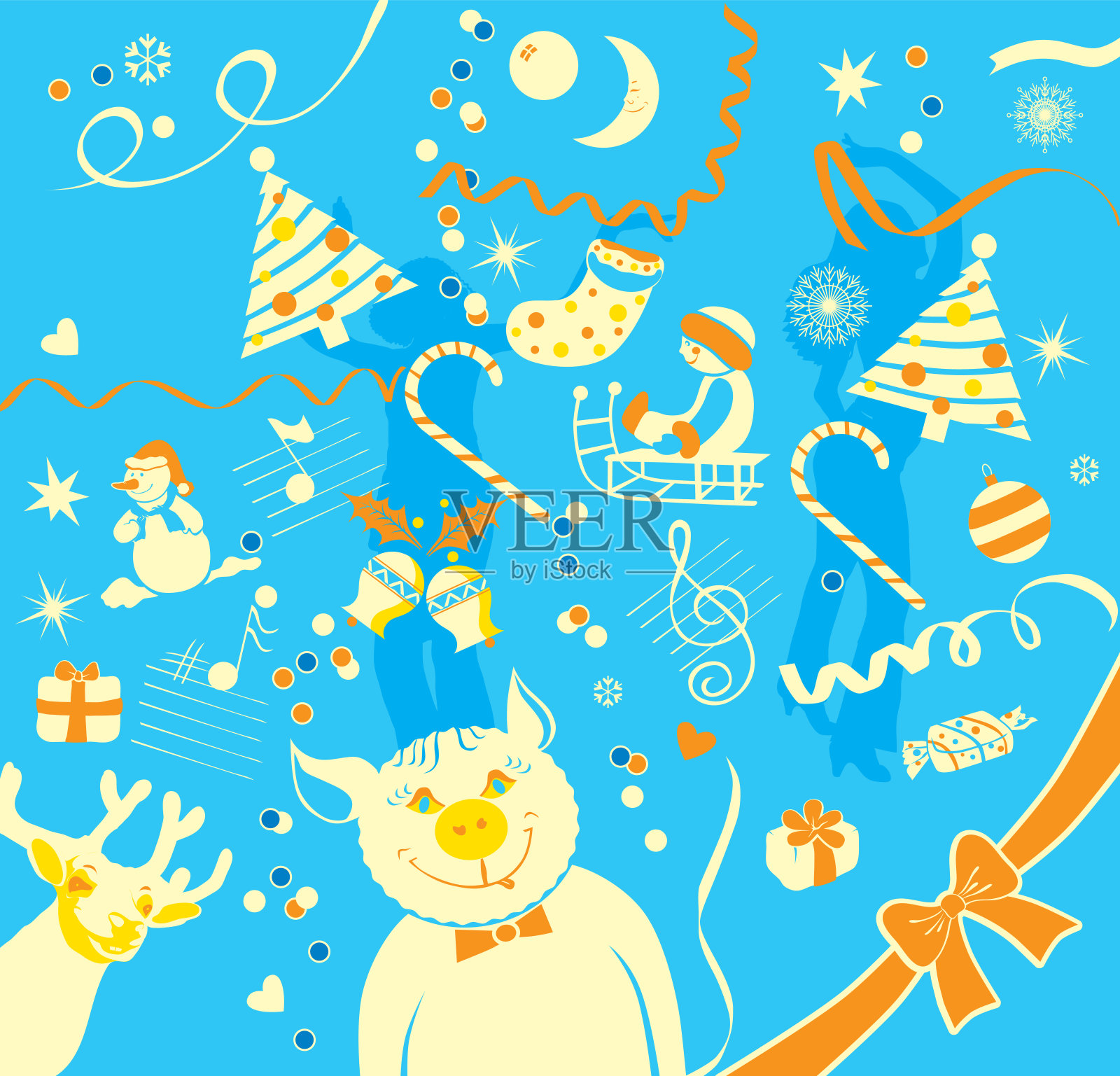 新年的不同元素插画图片素材