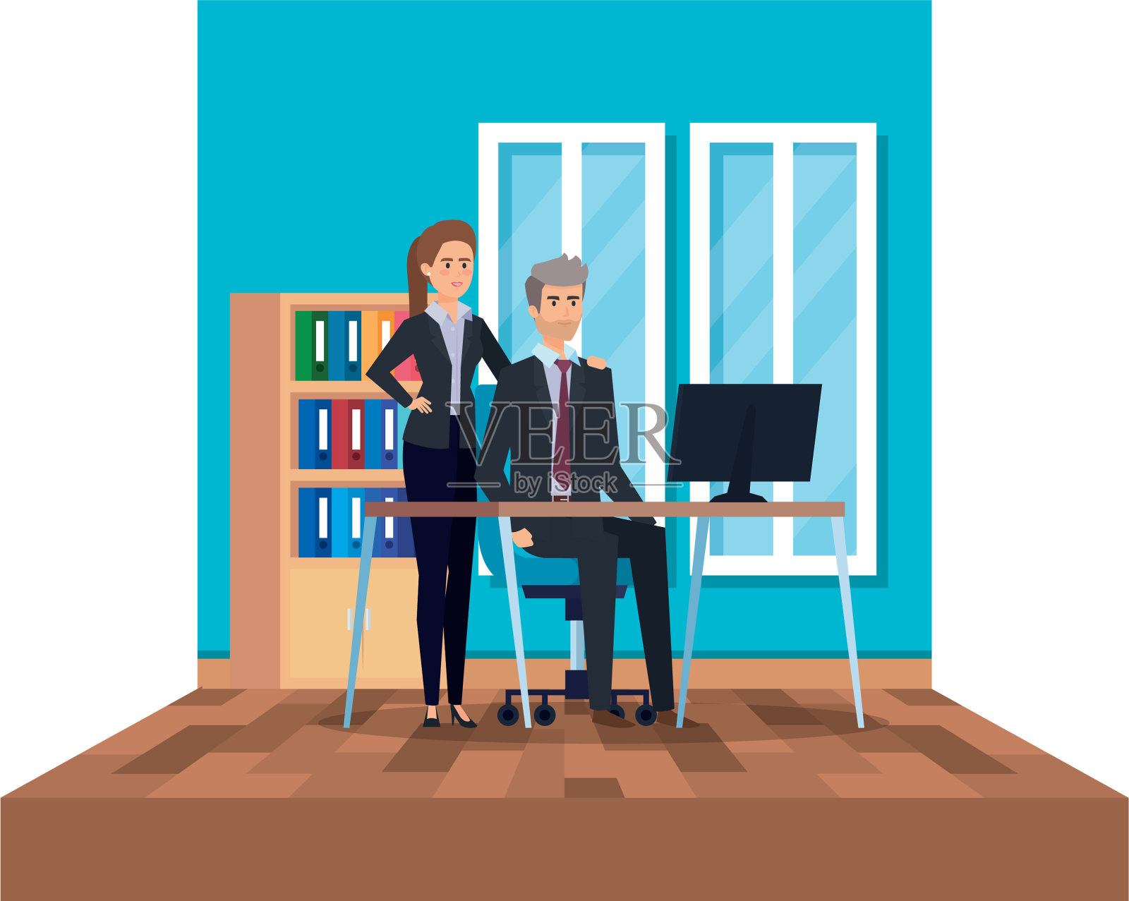 办公室场景中的商业情侣设计元素图片