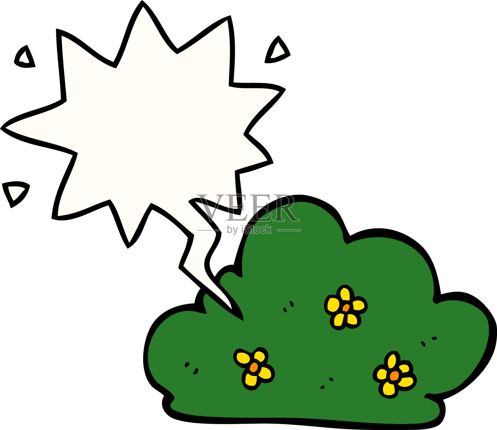 卡通树篱和言论泡沫设计元素图片