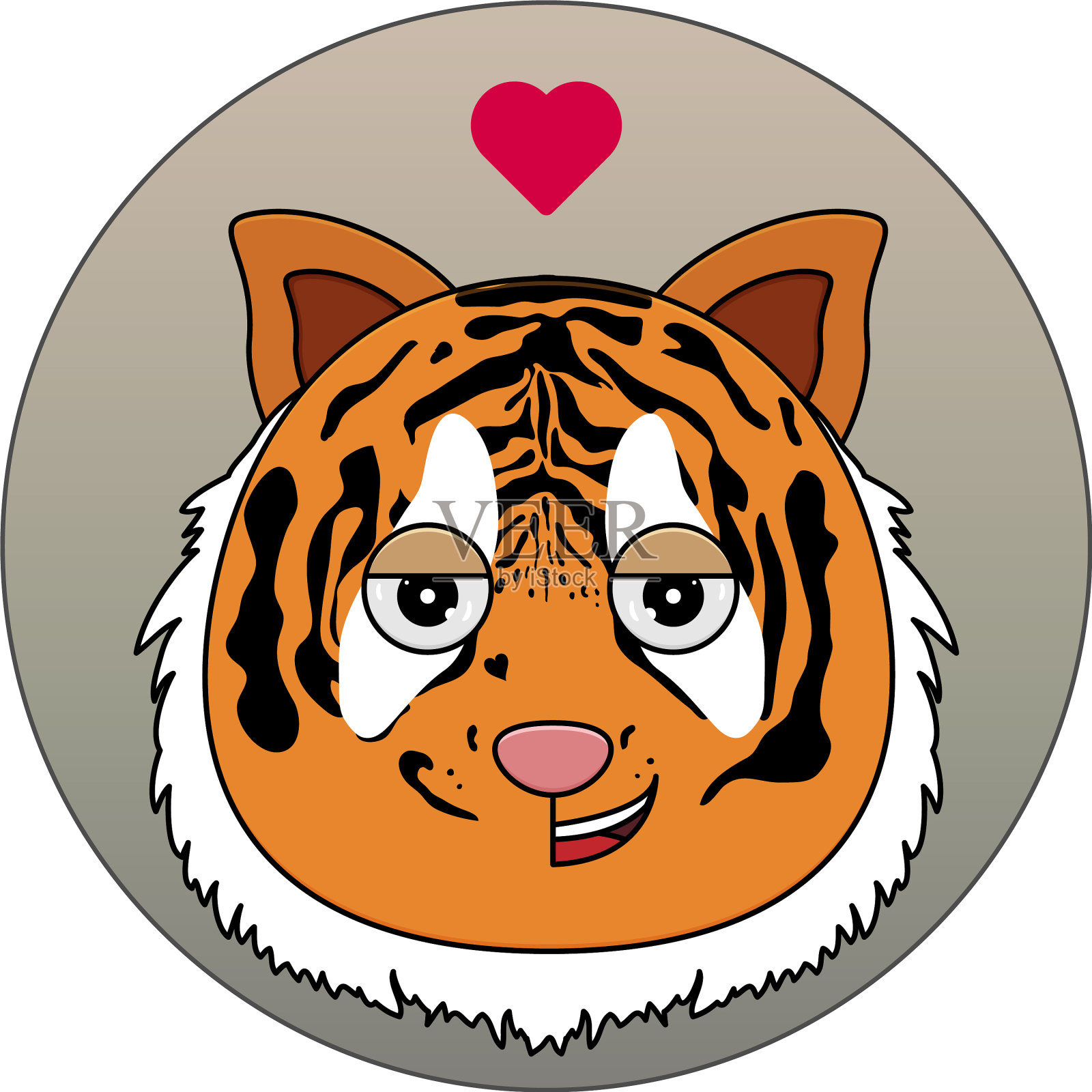 快乐老虎图标与爱的情感动物图标设计元素图片