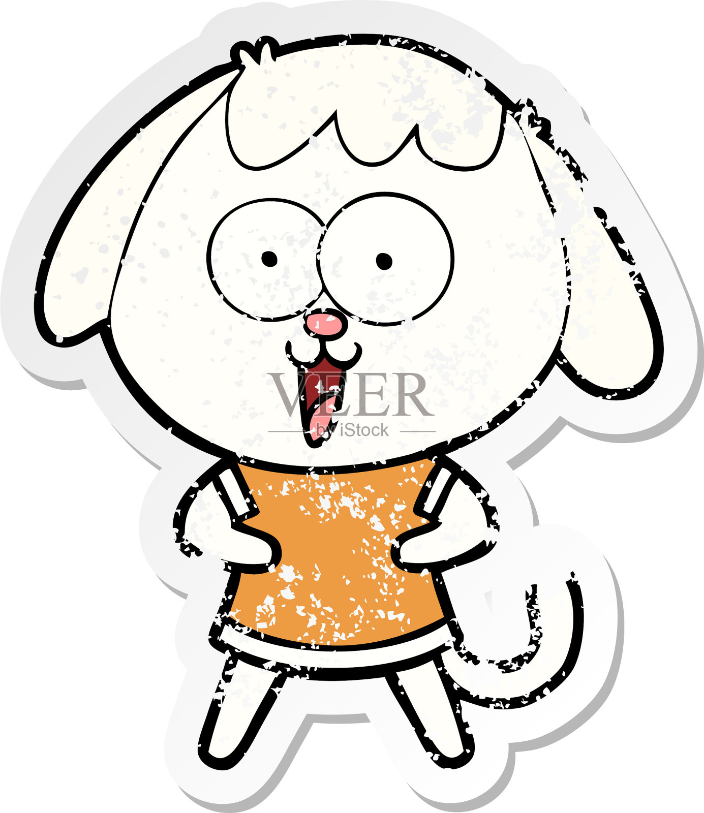 可爱的卡通狗的苦恼贴纸设计元素图片