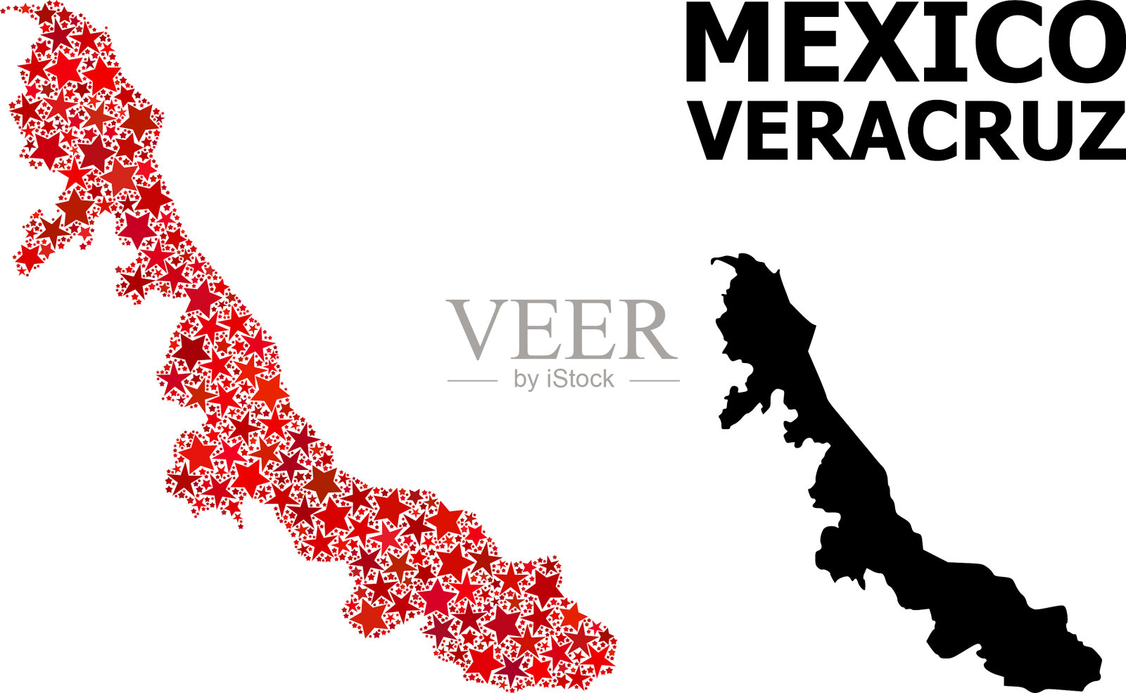 红星马赛克地图维拉克鲁斯州插画图片素材