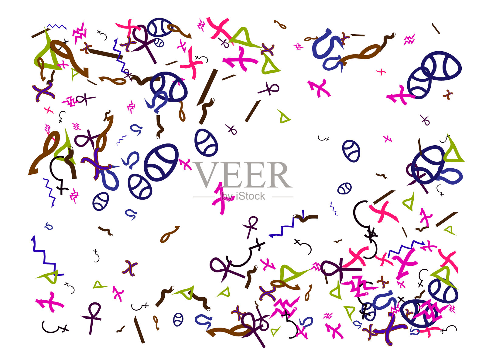 埃及标志手绘五彩纸屑墙纸设计元素图片