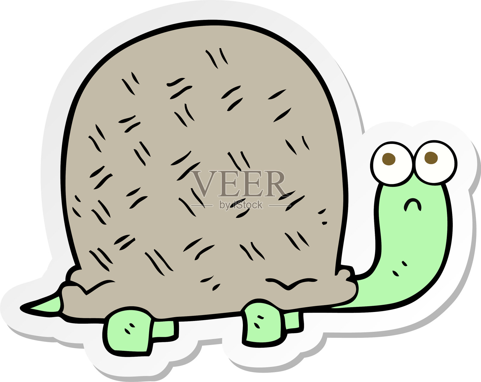 一个卡通悲伤的乌龟贴纸设计元素图片