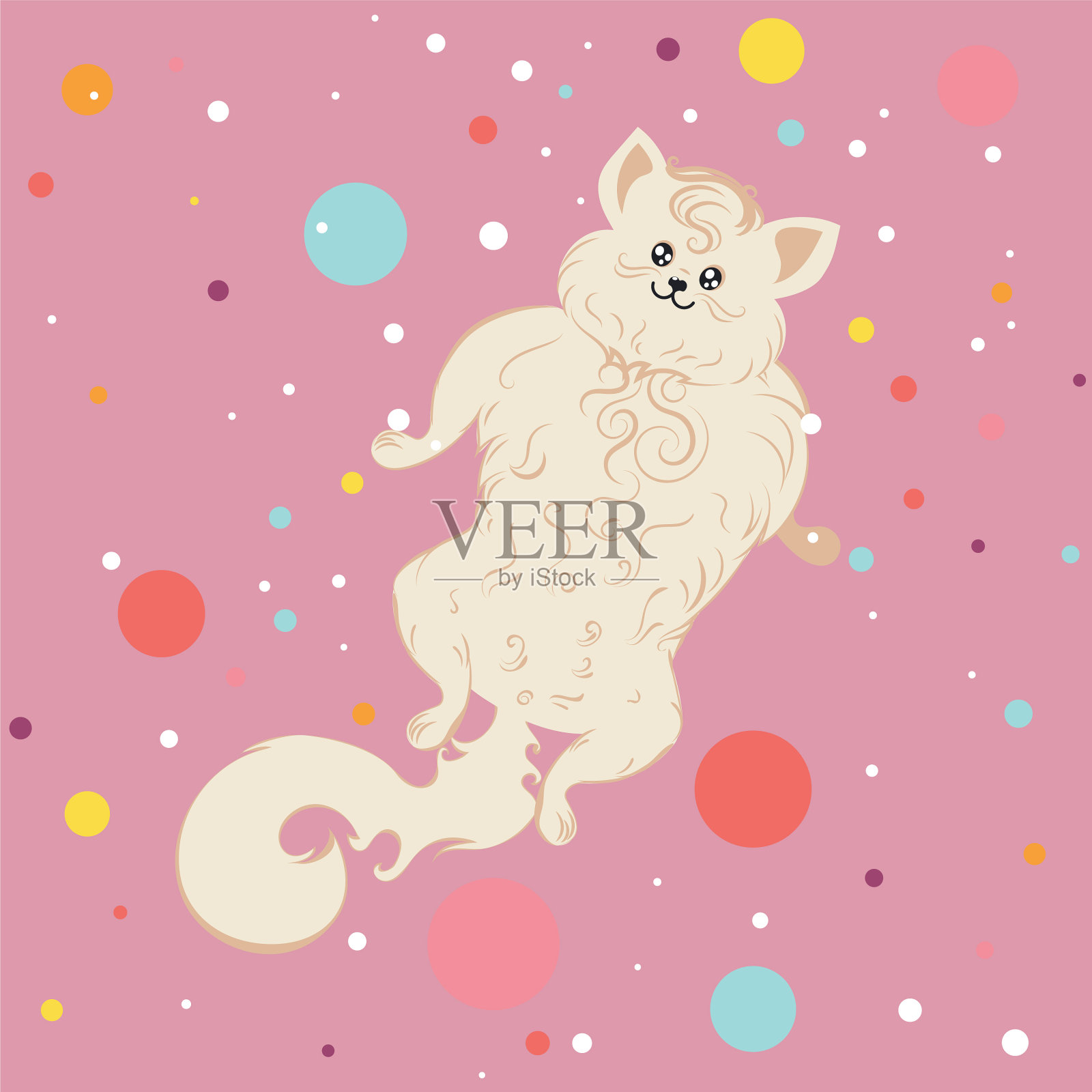 程式化的白猫设计插画图片素材