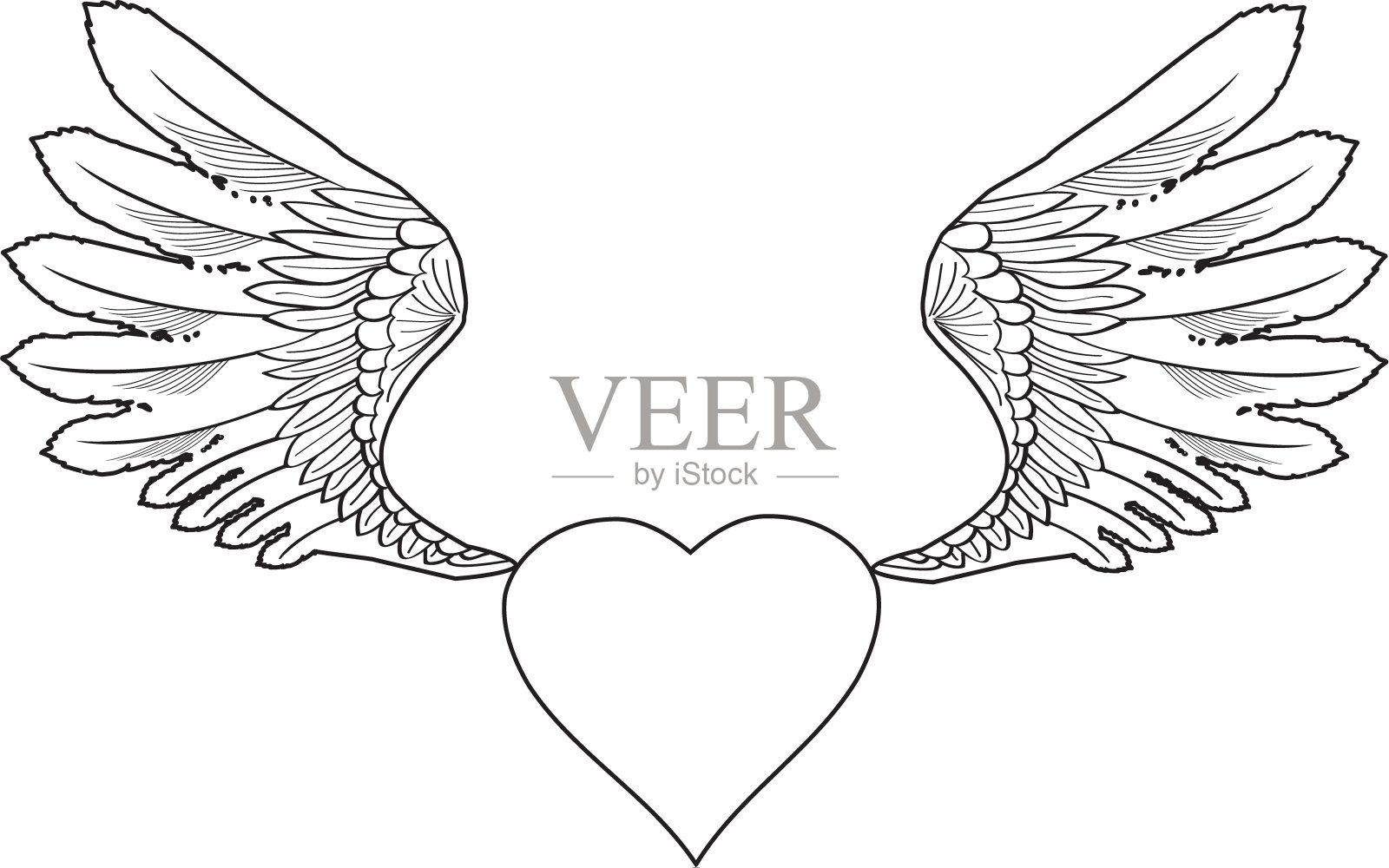 长着翅膀的心设计元素图片