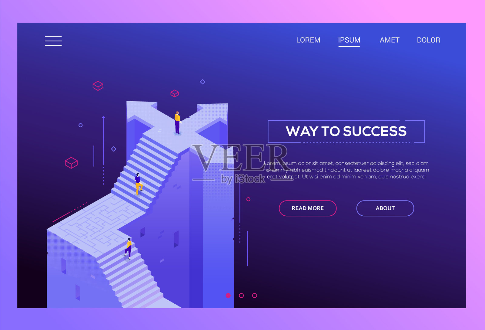 成功之路-现代等距网站设计模板素材