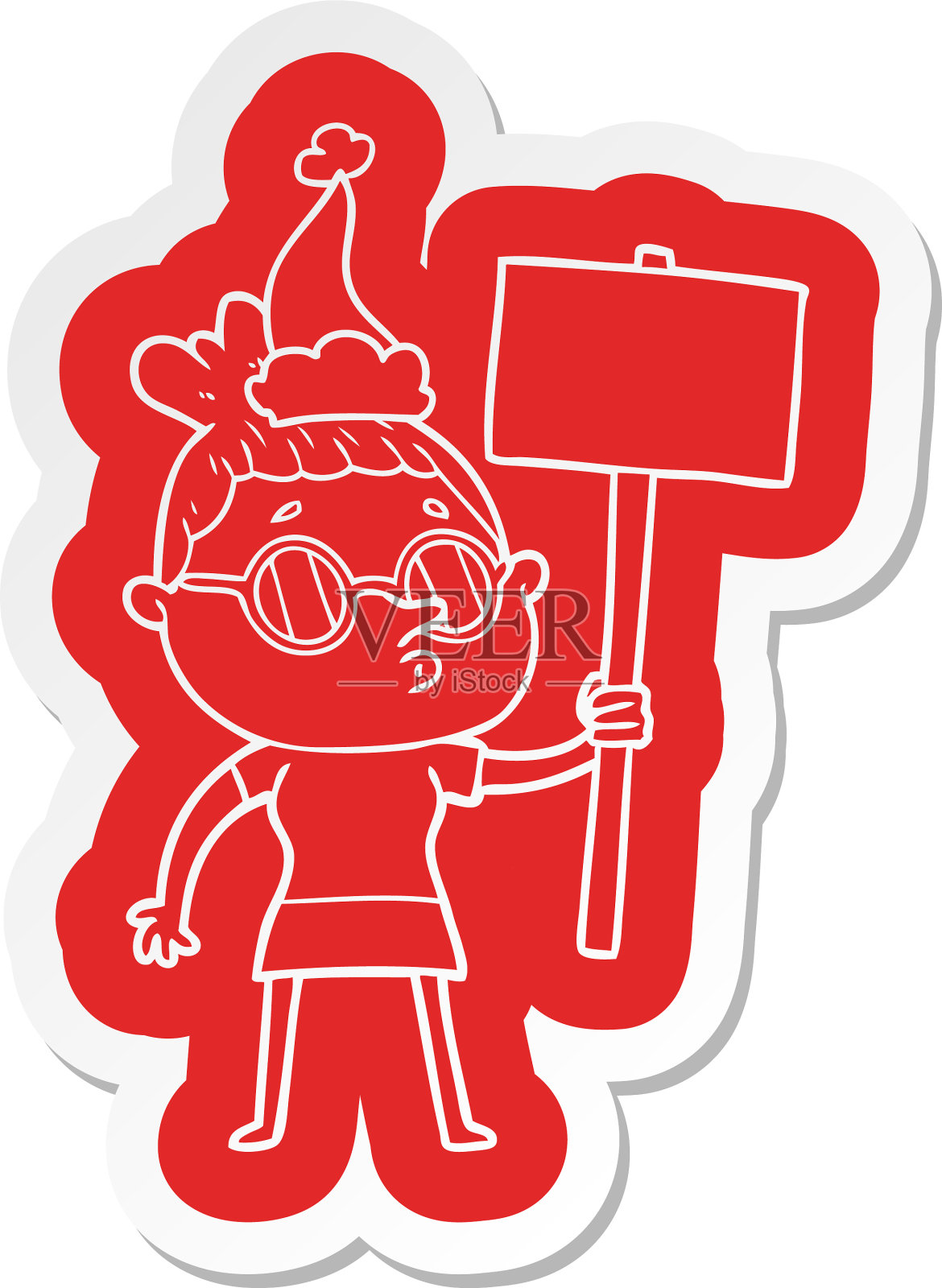 一个戴眼镜的女人的卡通贴纸设计元素图片