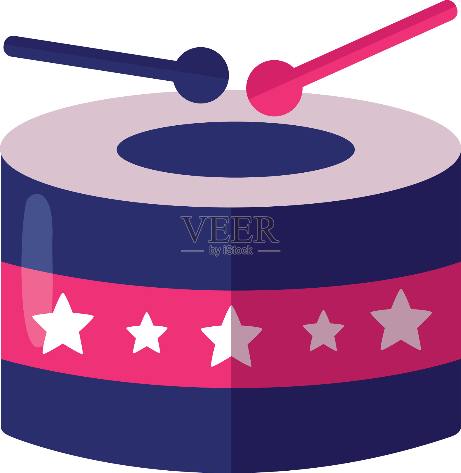 白色背景上的鼓和棍子设计元素图片