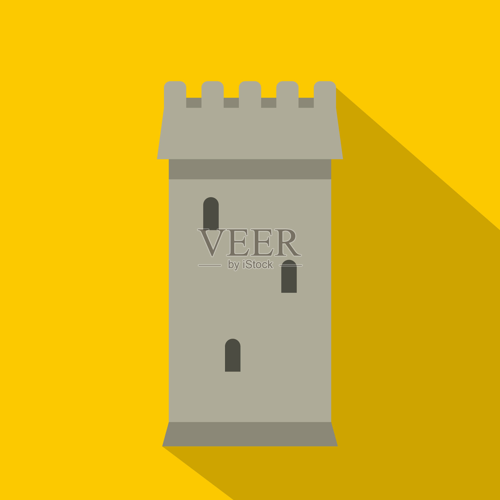 战斗塔中守卫堡垒的图标插画图片素材