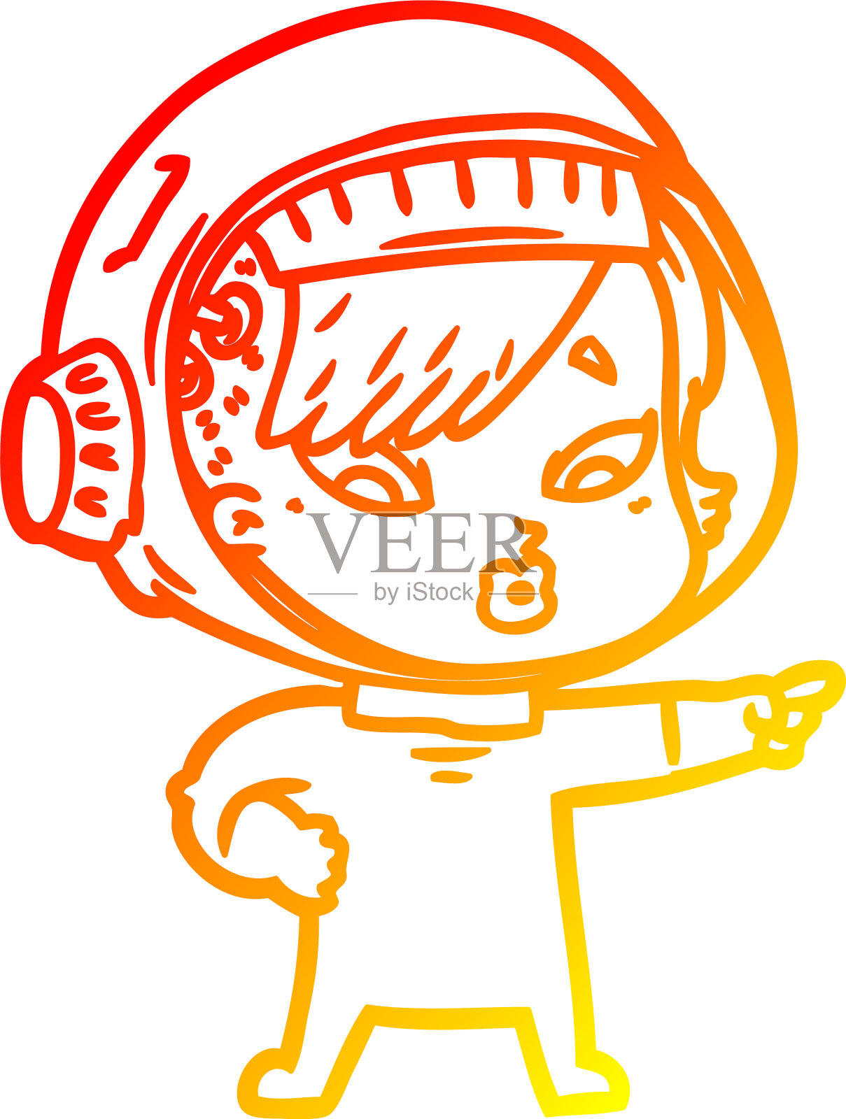 温暖的梯度线画卡通宇航员女人设计元素图片