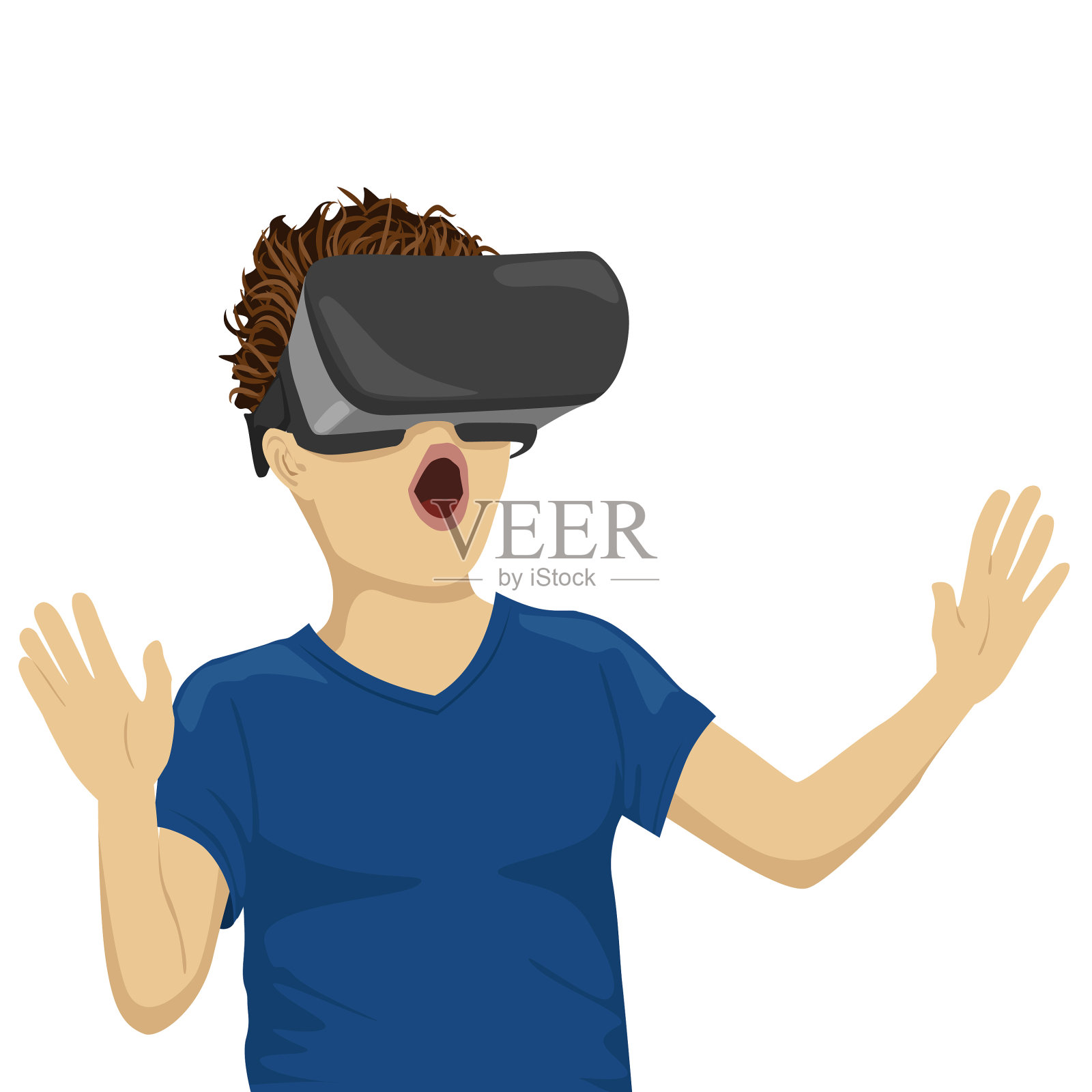 戴着vr眼镜的少年设计元素图片