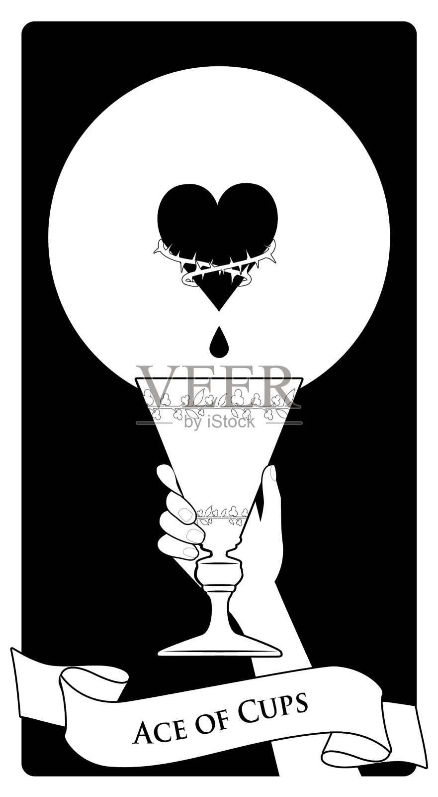 ACES塔罗牌杯手握金杯设计元素图片