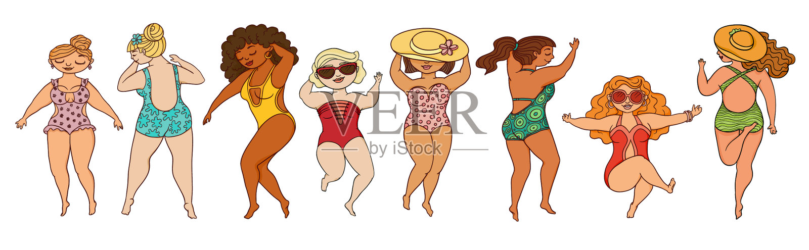 女性身体的正面概念设计元素图片