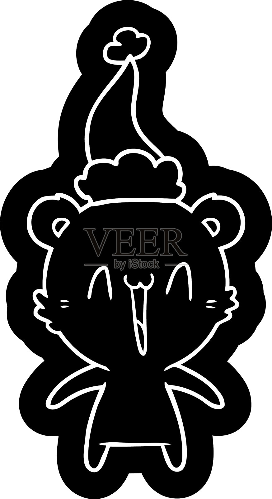 快乐的北极熊卡通形象的穿着圣诞老人设计元素图片