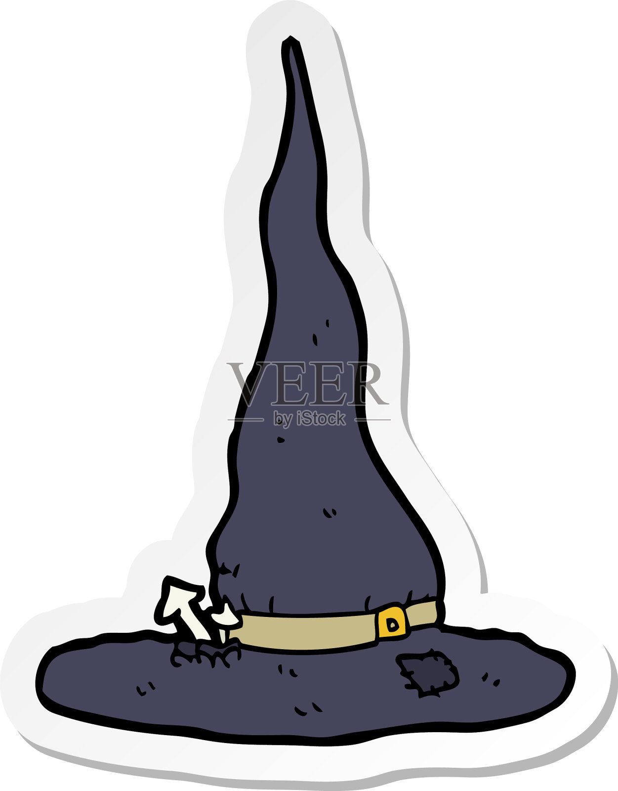 贴纸的卡通幽灵女巫的帽子设计元素图片