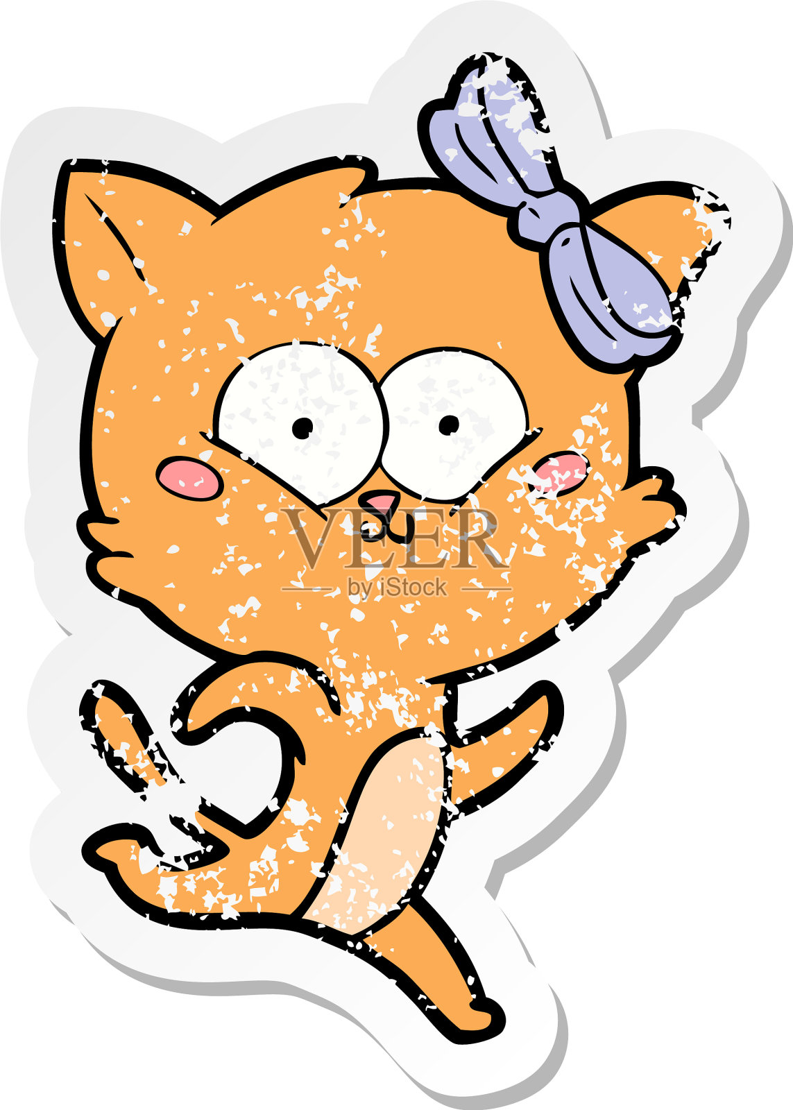 一个卡通猫的苦恼贴纸设计元素图片