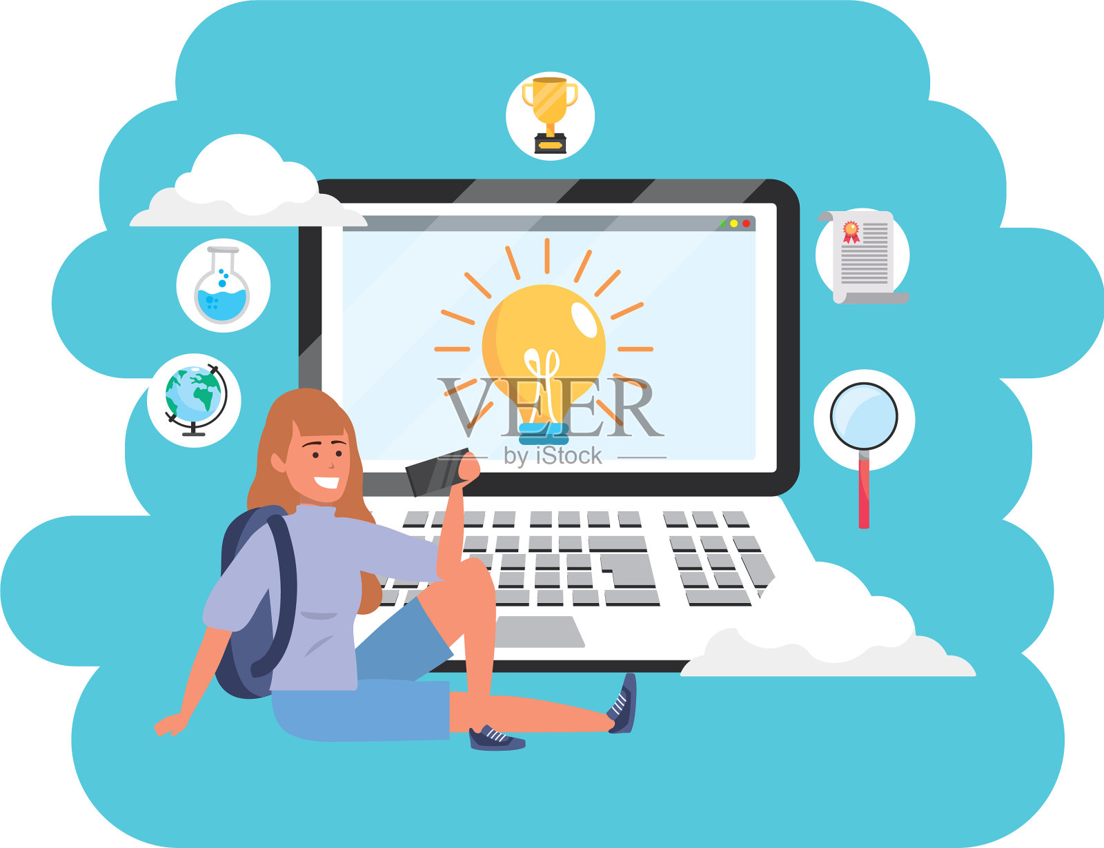 在线教育千禧年学生笔记本飞溅设计元素图片