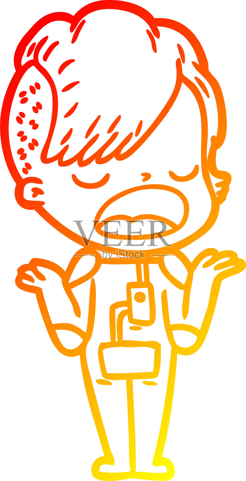 暖色调渐变线条画卡通酷潮人设计元素图片