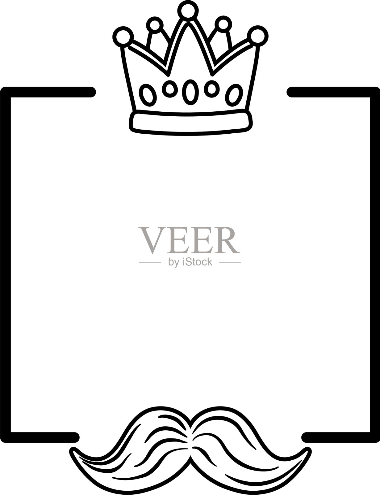 皇冠和胡子框架黑色和白色设计元素图片