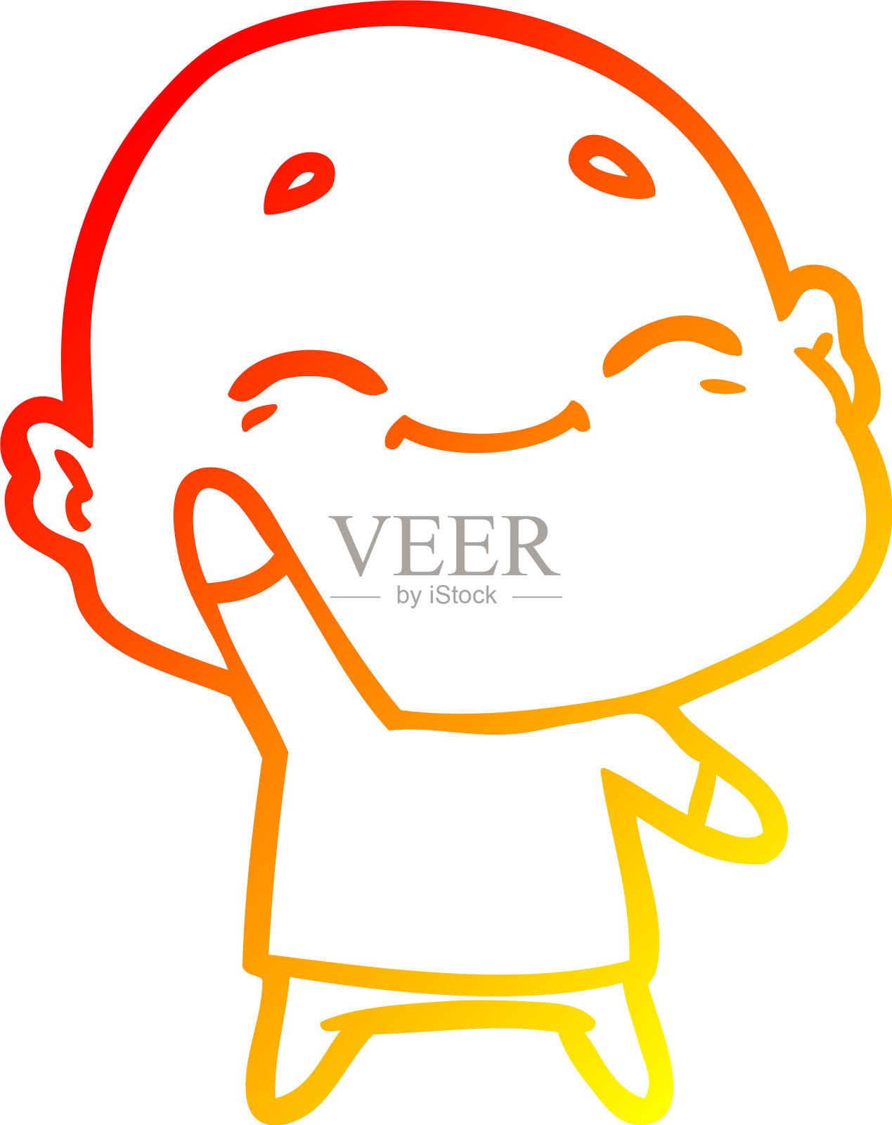 温暖的梯度线画着快乐的卡通秃头男人设计元素图片