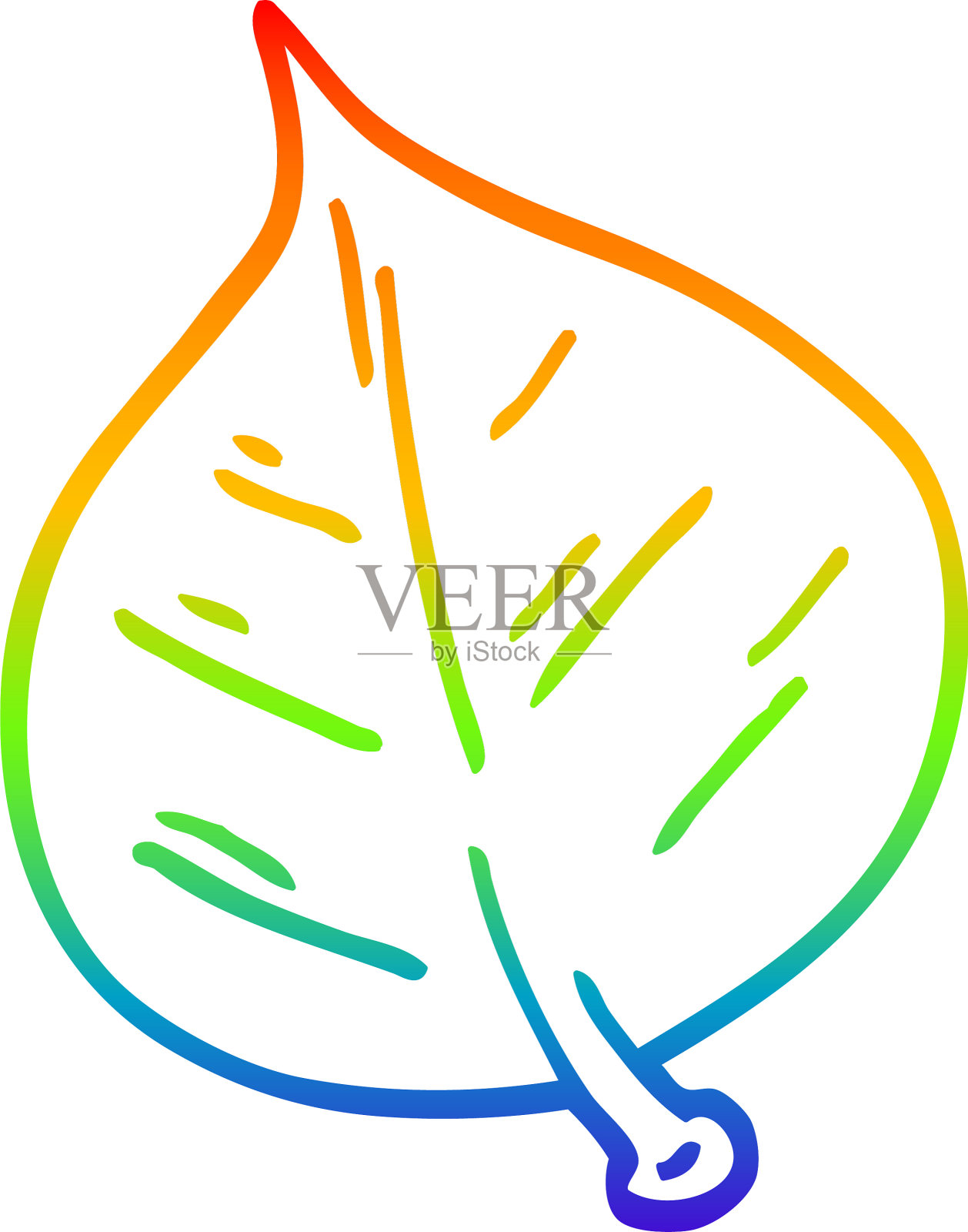 彩虹渐变线画卡通叶子设计元素图片