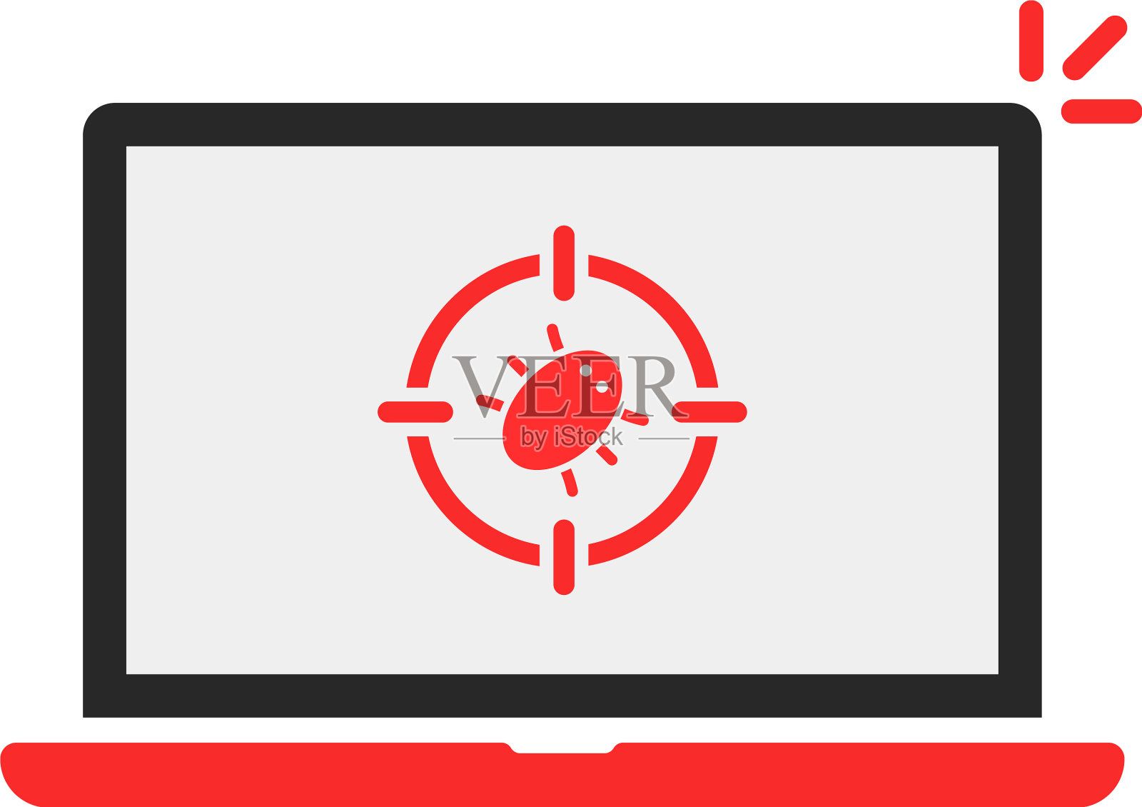 红色电脑像虫子一样被感染了设计元素图片