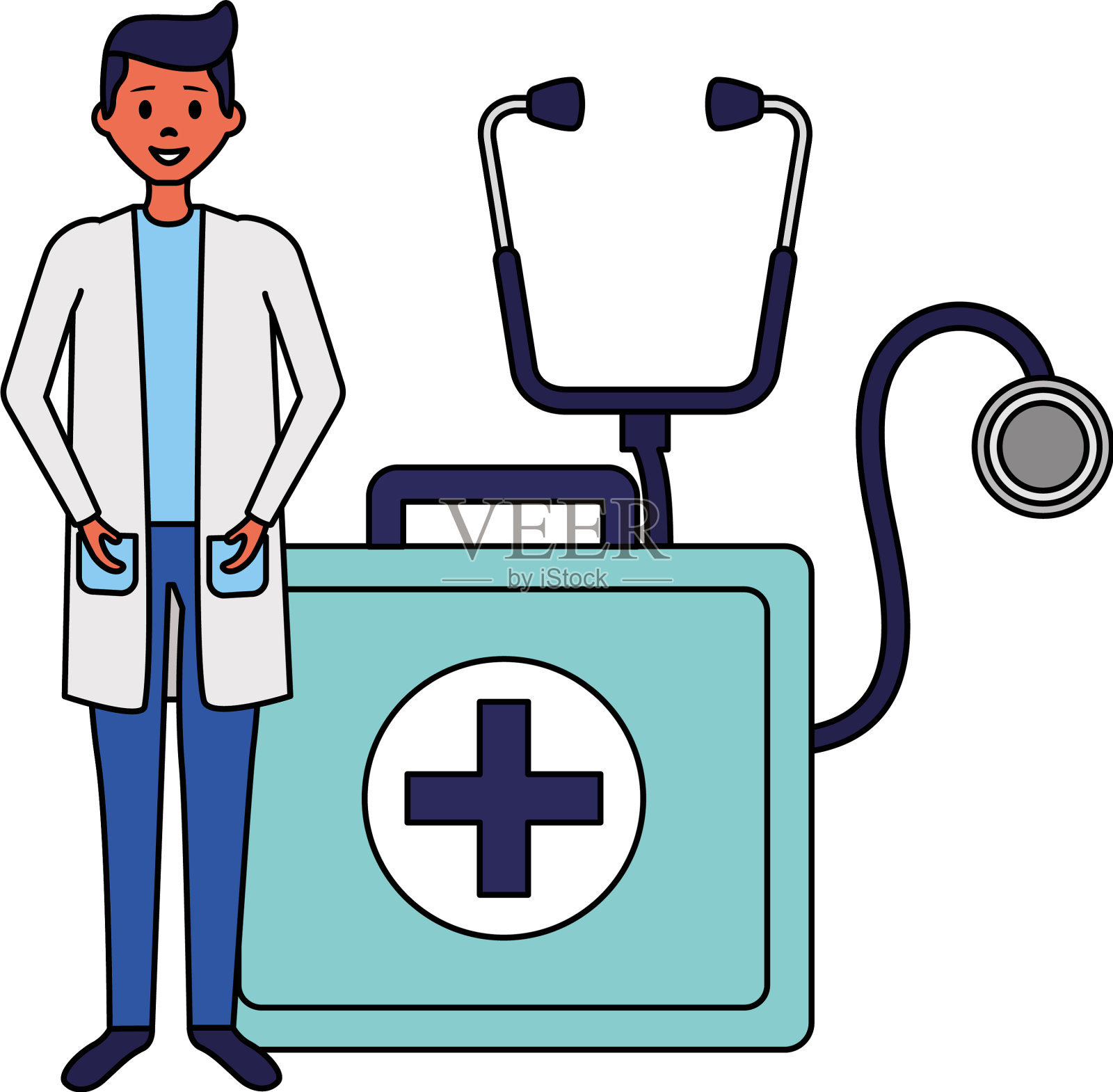 医生手提箱听诊器设计元素图片