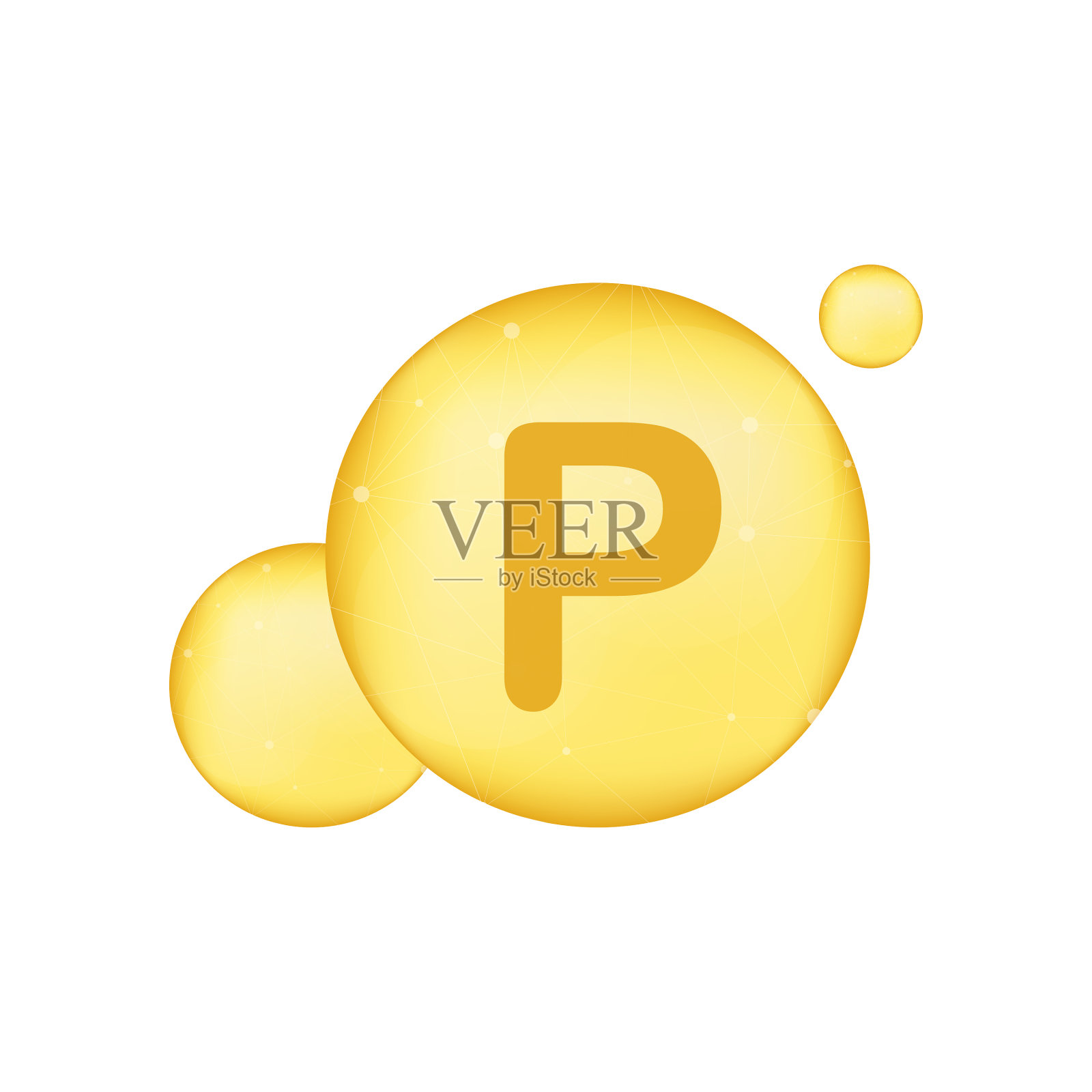 维生素p黄金闪亮图标抗坏血酸设计元素图片