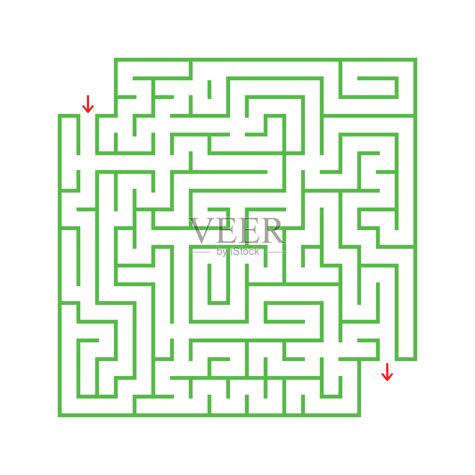 一个带入口的彩色抽象方形迷宫设计元素图片