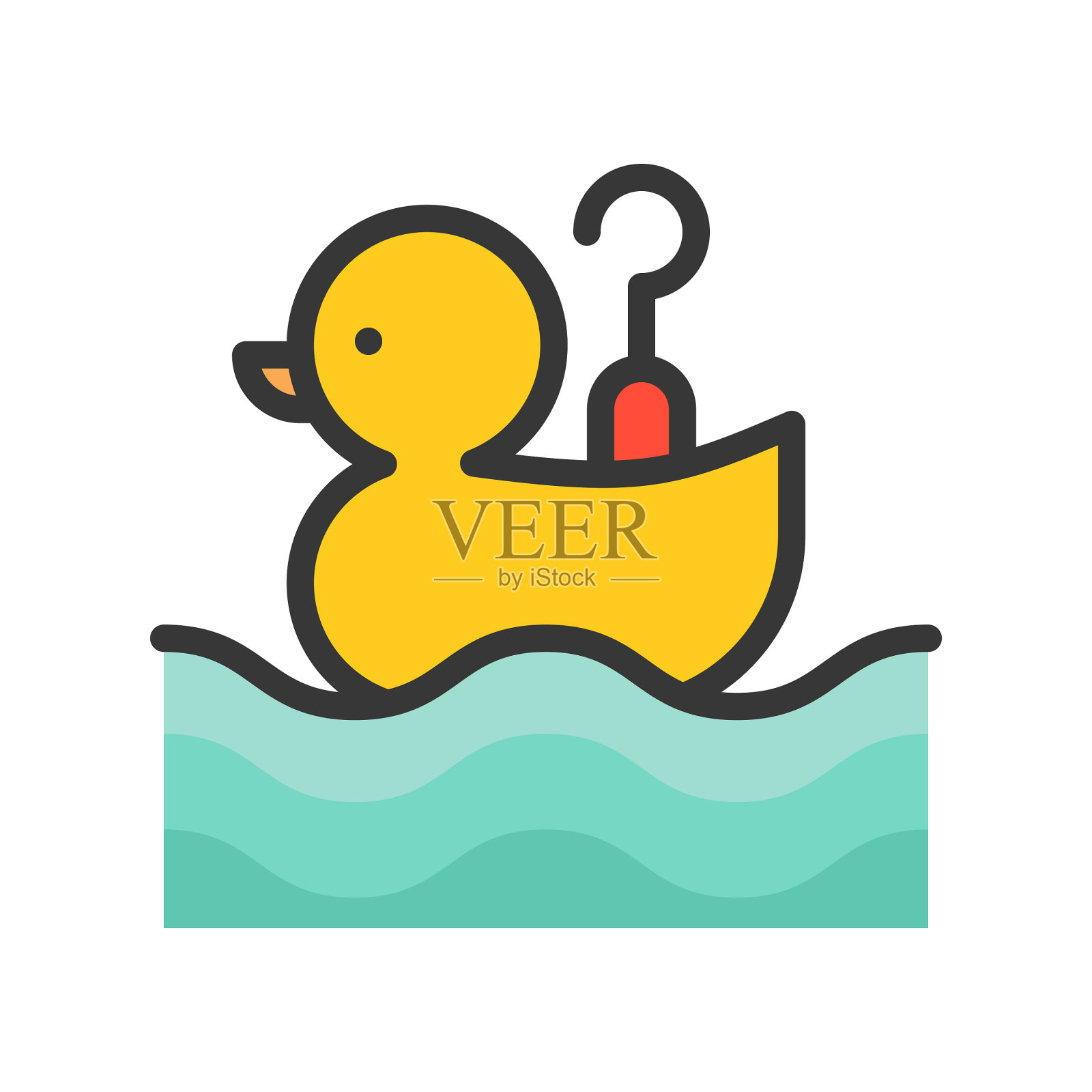 勾一个鸭子图标，填充了可编辑的轮廓样式设计元素图片