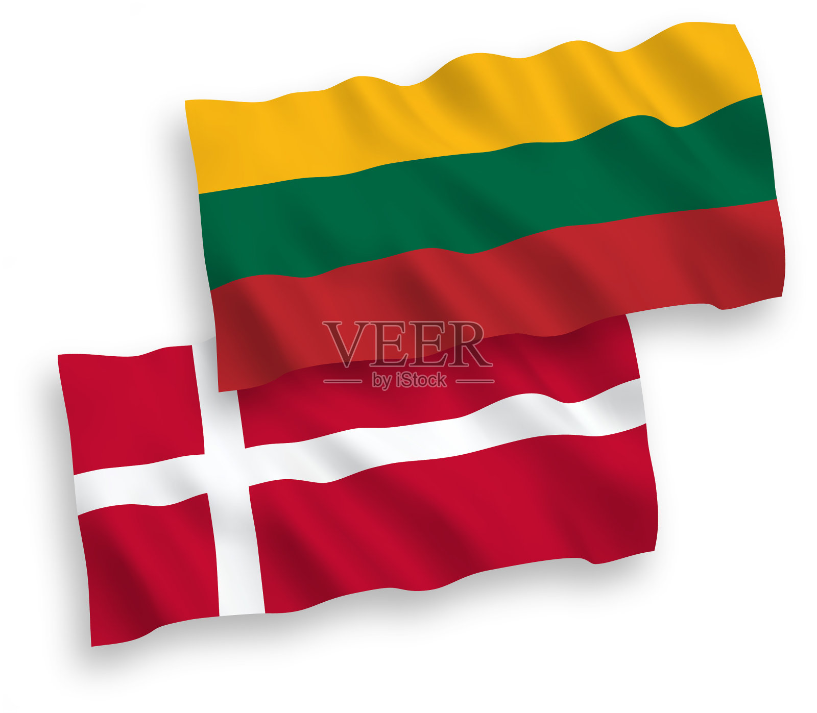 立陶宛和丹麦的国旗上有白色设计元素图片