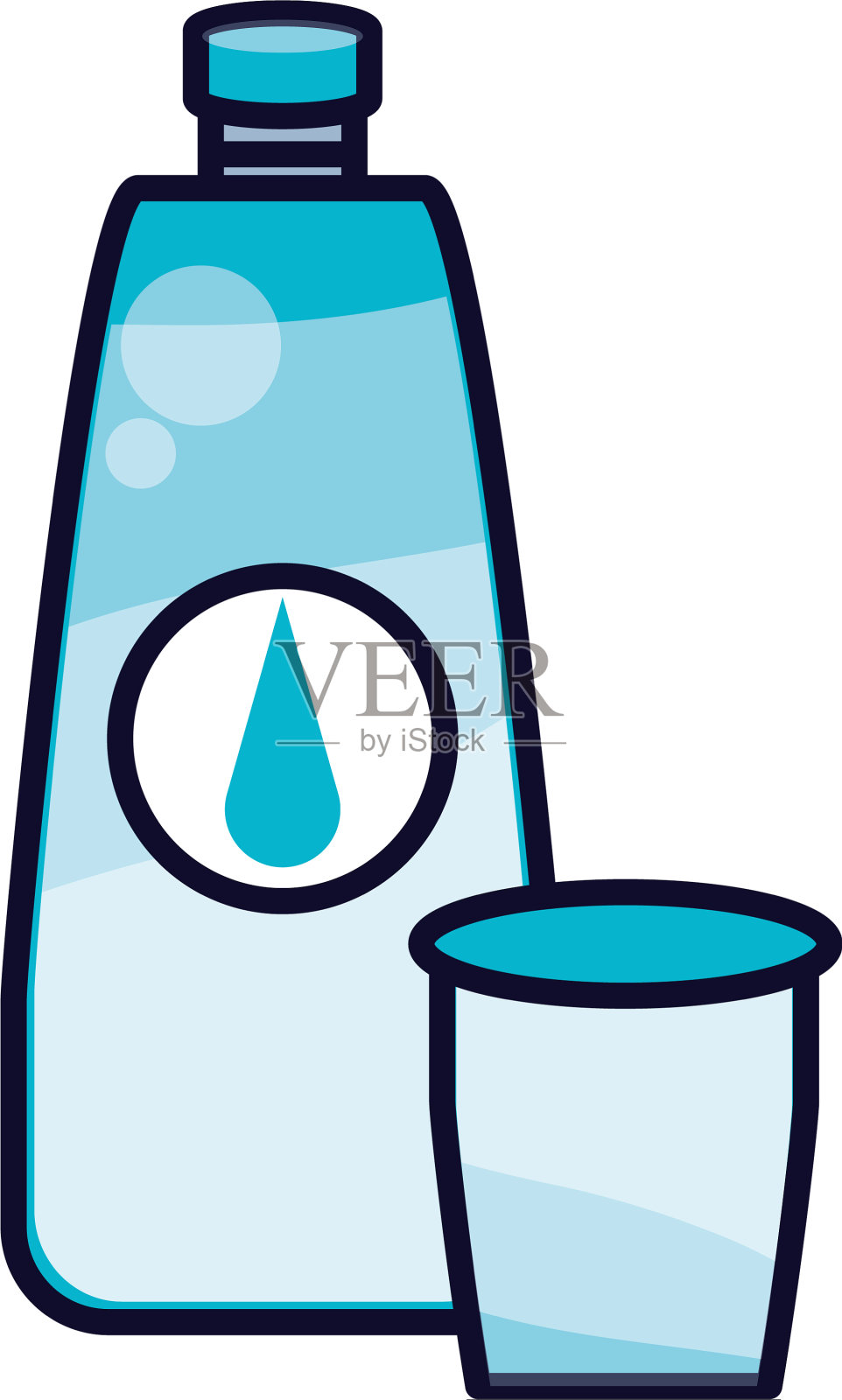 瓶装水与杯子隔离图标设计元素图片